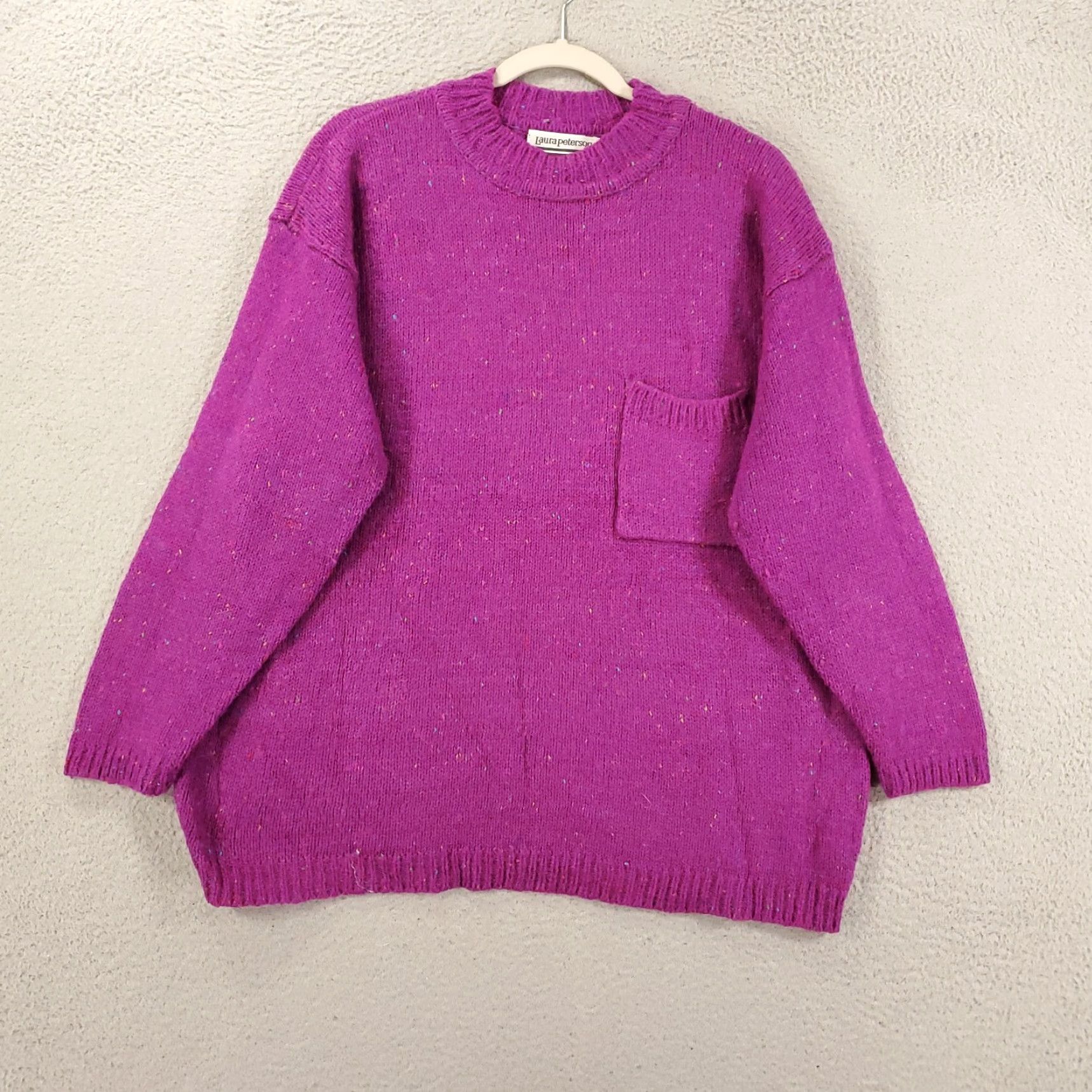 Vintage Laura Peterson Sweater Womens XL Purple Tight-Knit Long Sleeve Casual Pullover 80s 90s Classic Size XL / US 12-14 / IT 48-50 - 2 Thumbnail