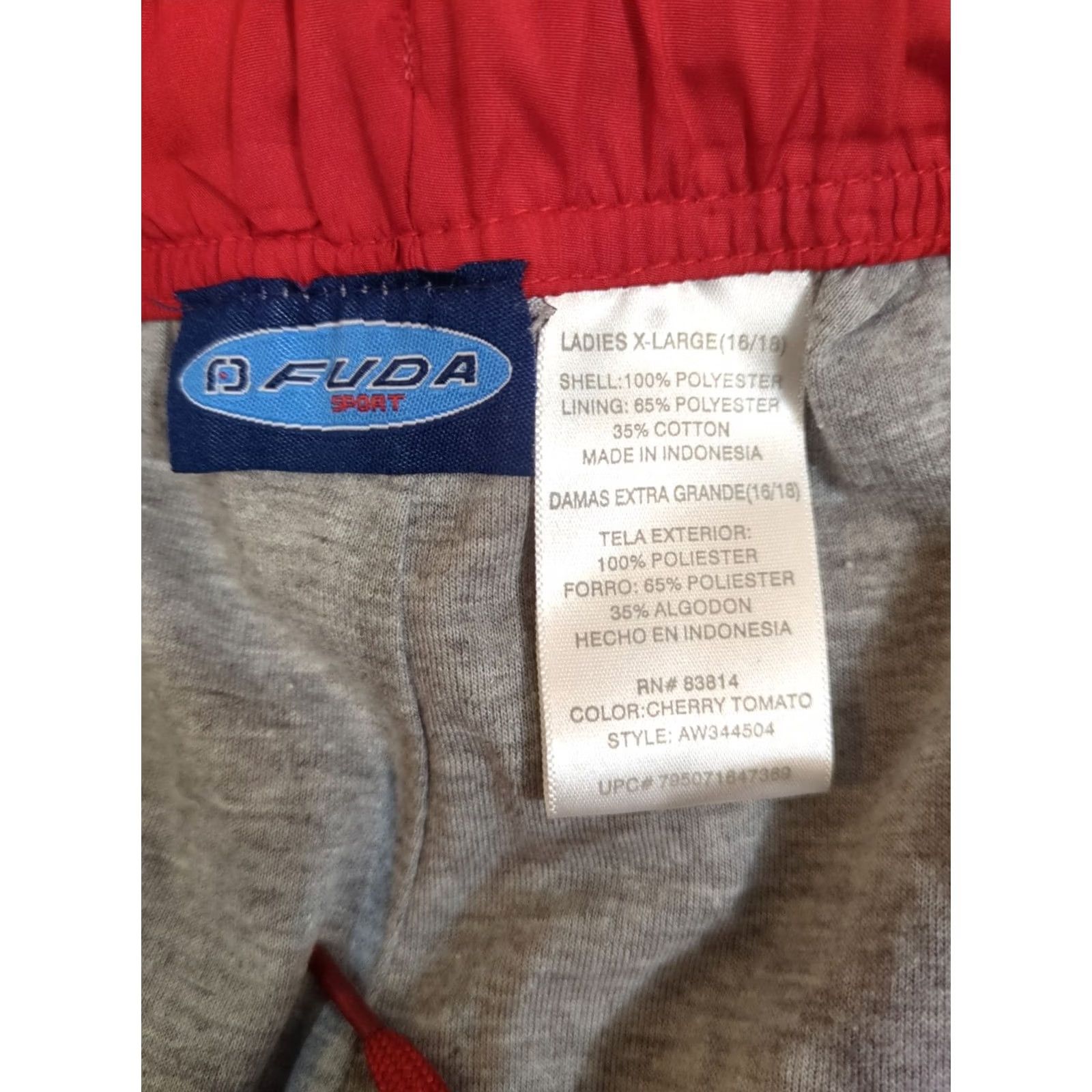 Vintage Fuda Red Womens Athletic Jogger Pants XL Pockets Polyester Blended Fabric Fitness Activewear Size 40" / US 18 - 4 Thumbnail