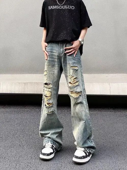 VIBE baggy vintage wash ripped Y2K jeans Size US 32 / EU 48 - 2 Thumbnail