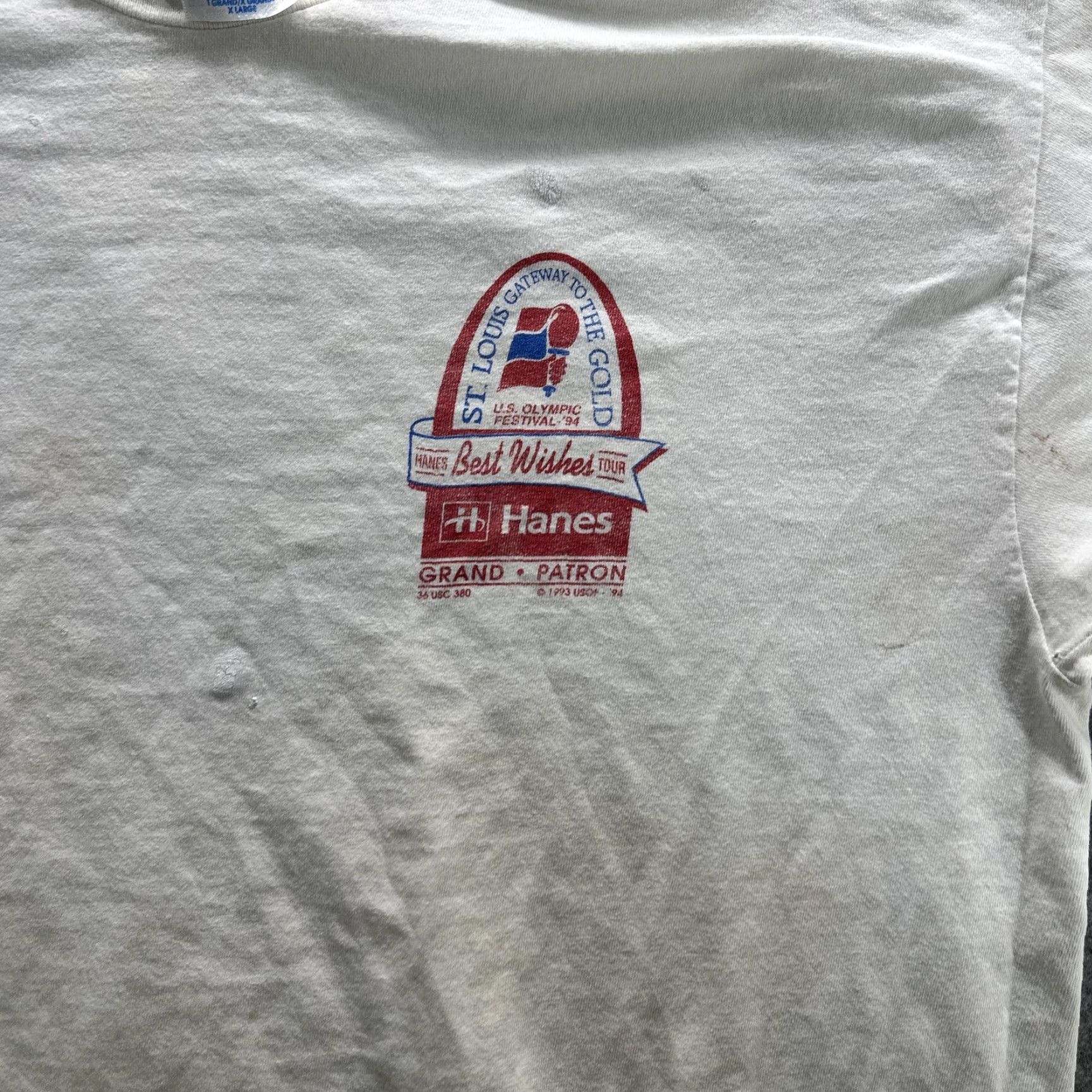 Hanes VINTAGE Hanes Shirt Mens XL White 1994 U.S. Olympic Festival Graphic Crew Neck Short Sleeve Size US XL / EU 56 / 4 - 7 Thumbnail