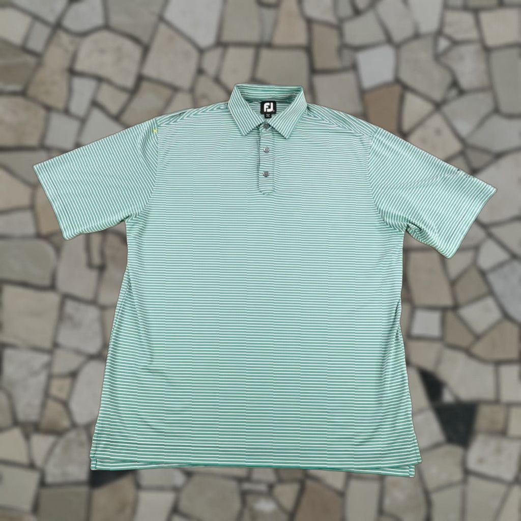 Footjoy FootJoy Polo Shirt Mens Large Green White Stripes Performance Golf Terra Lago Polo Shirt Size US L / EU 52-54 / 3 - 1 Thumbnail