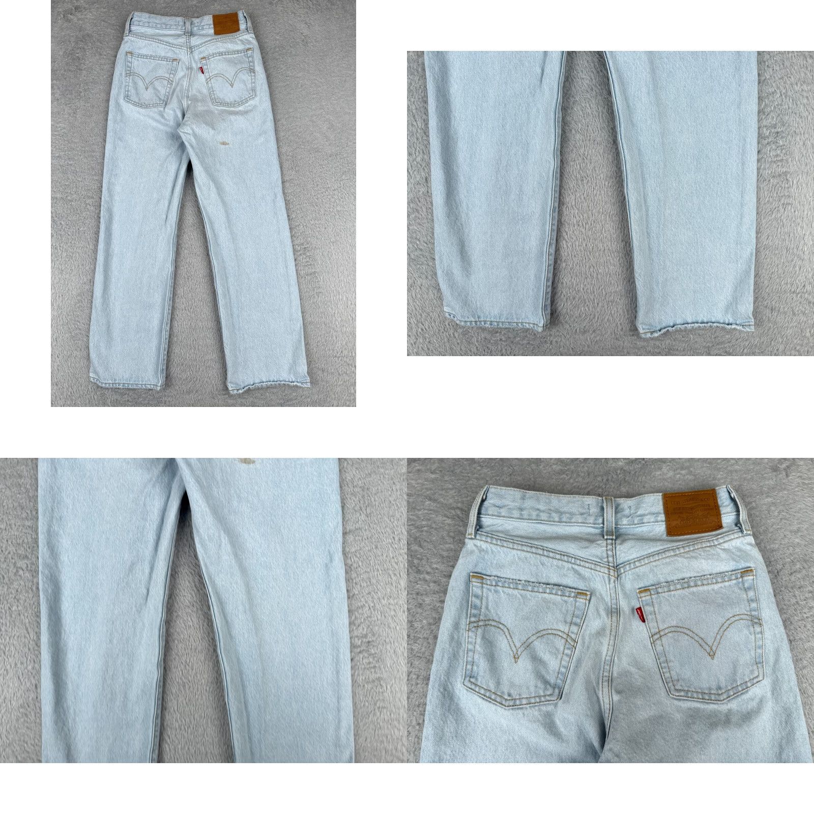 Levi's Levis Premium Pants Women 25 Blue Denim Jeans Big E Ribcage Straight Ankle 25x26 Size 42" / US 20 - 10 Thumbnail