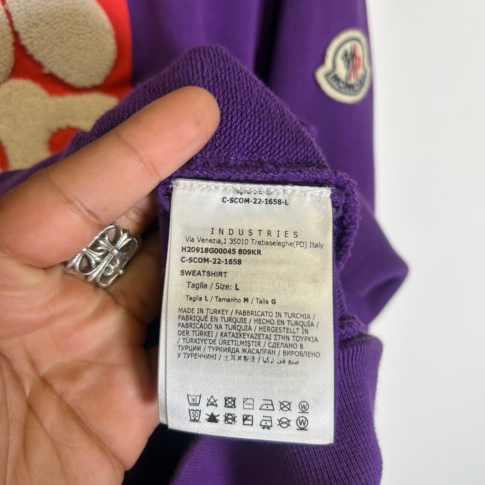 Moncler Moncer Purple Applique Patch Logo Crewneck Size US L / EU 52-54 / 3 - 5 Thumbnail