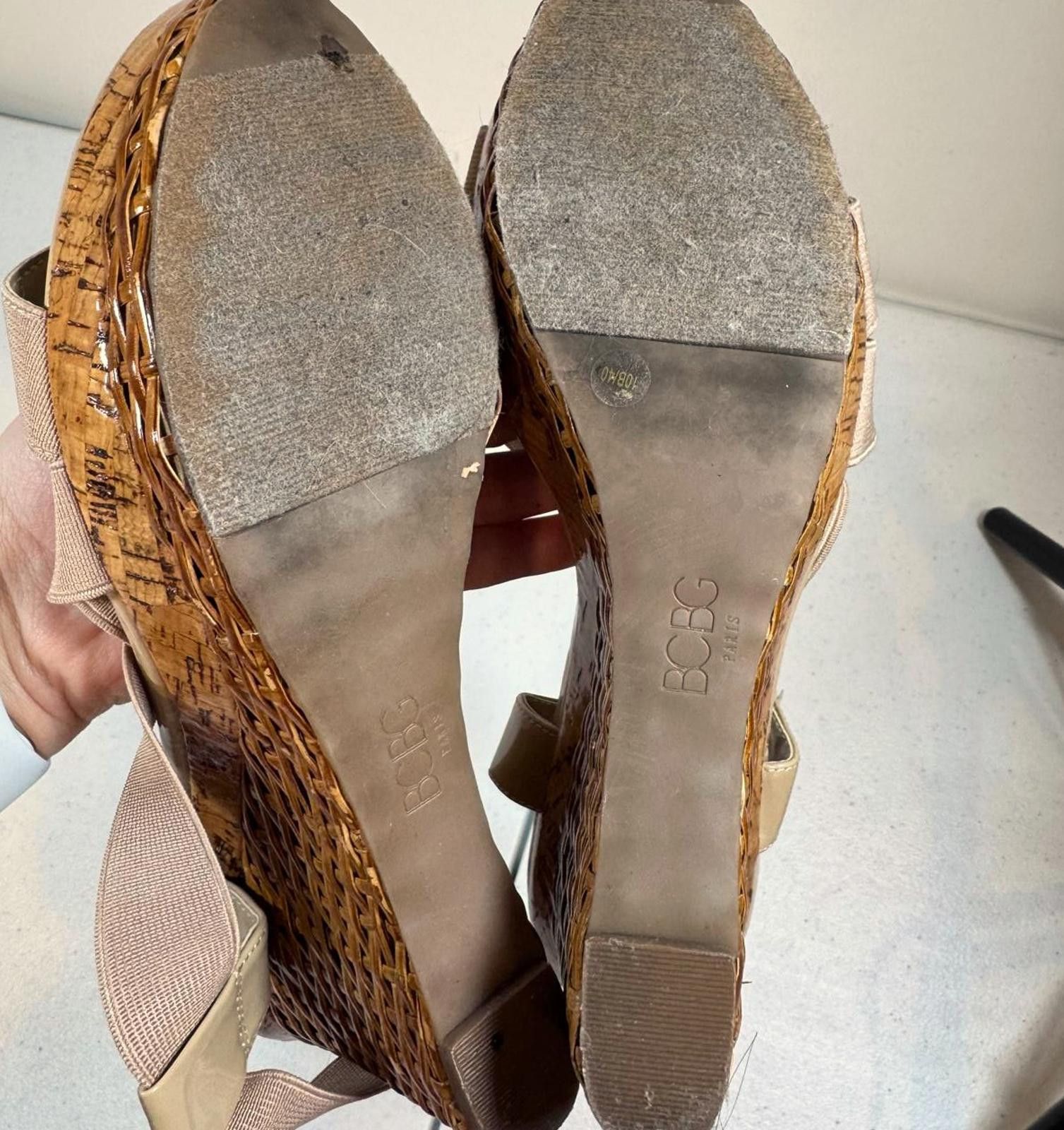 Bcbgmaxazria BCBG Paris Stylish Wedge Sandals - Nude Size US 10 / IT 40 - 4 Thumbnail