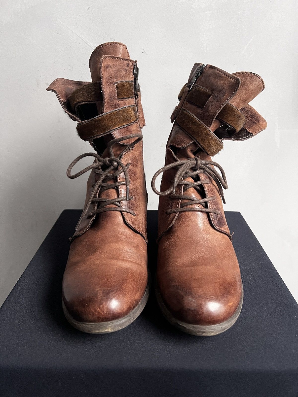 A.S.98 Leather guidi style high heel boots lace up vintage style Size US 8 / EU 41 - 5 Thumbnail