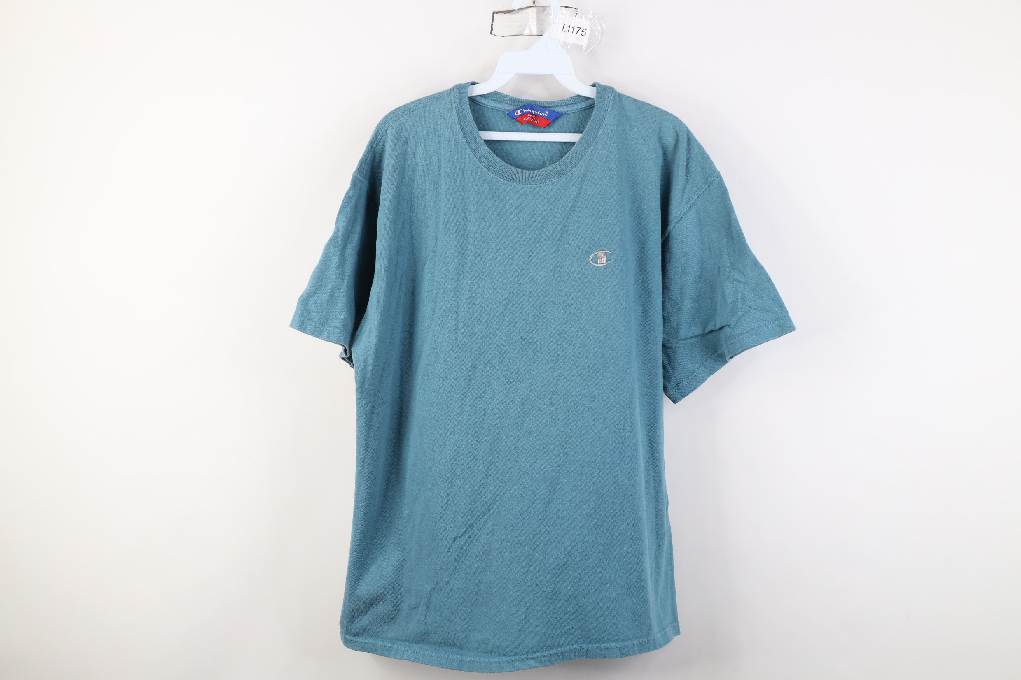 Champion Vintage 90s Champion Faded Classic Logo T-Shirt Teal Cotton Size US L / EU 52-54 / 3 - 1 Thumbnail