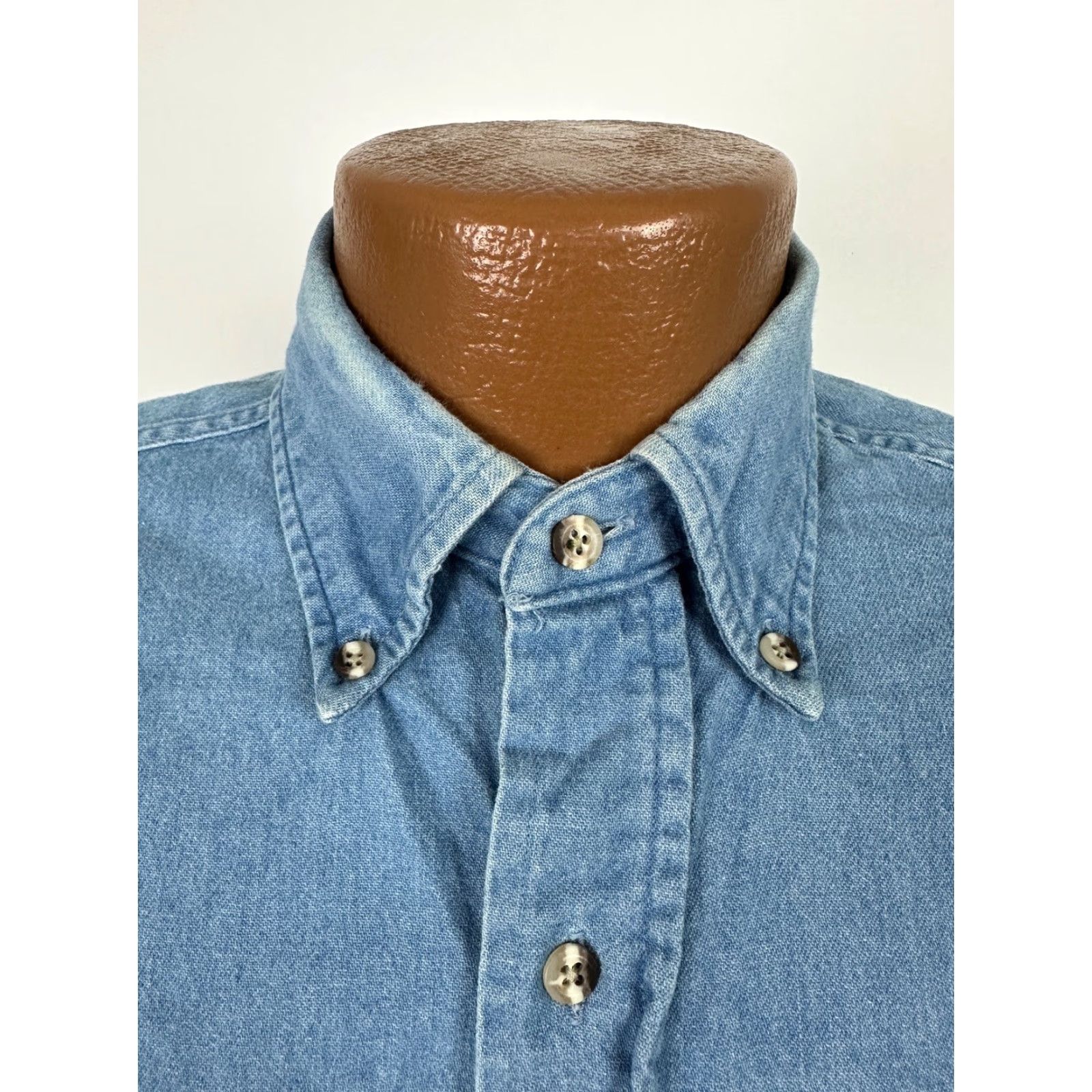 Denime VINTAGE Vantage Denim Shirt Men Small Button-Down Solid Blue 90s Casual Jeans Workwear USA Made Size US S / EU 44-46 / 1 - 5 Thumbnail