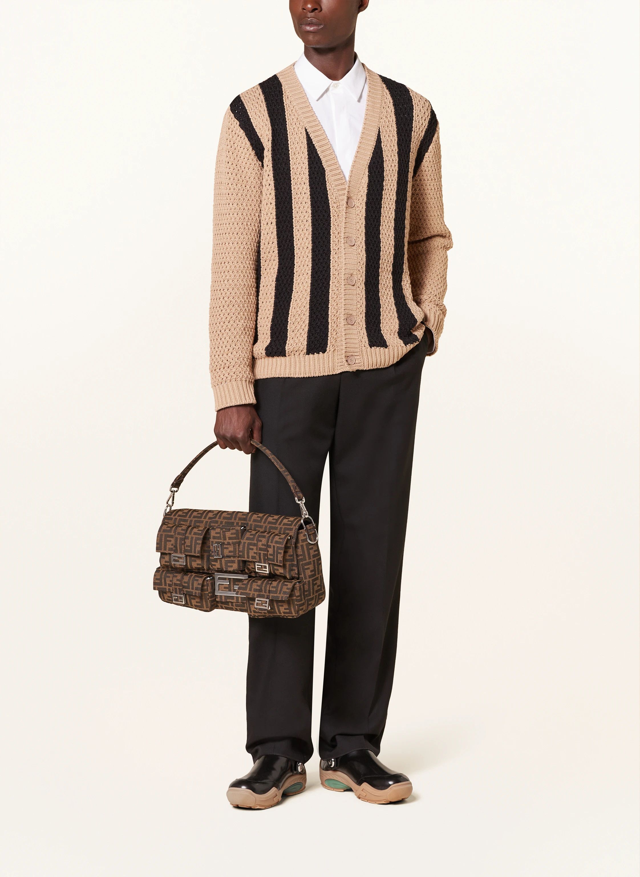 Fendi o1s1wg110425 Cardigan in Black & Brown Size US S / EU 44-46 / 1 - 2 Thumbnail