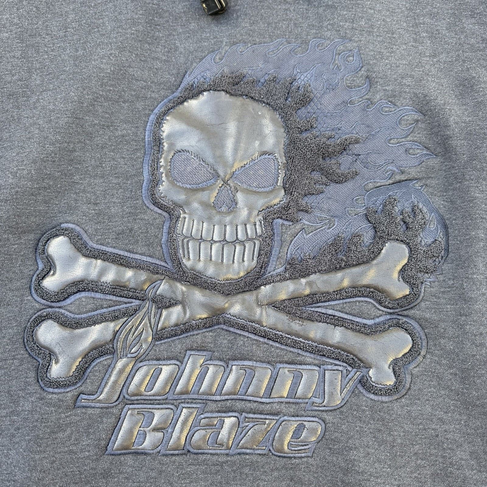 JNCO × Vintage Vintage Y2K Johnny Blaze Skull Flame Gray Charcoal Hoodie Size US XL / EU 56 / 4 - 3 Thumbnail