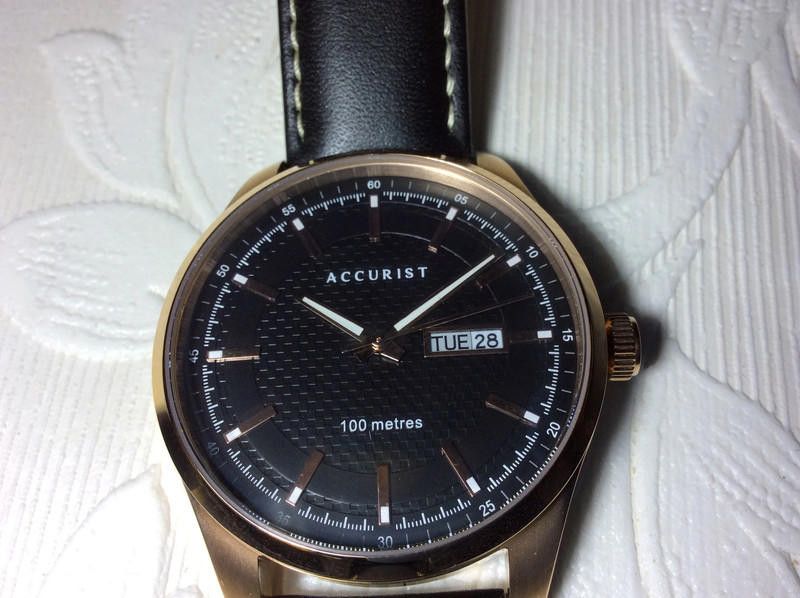 Designer Accurist men's black dial black leather strap watch Size ONE SIZE - 11 Thumbnail