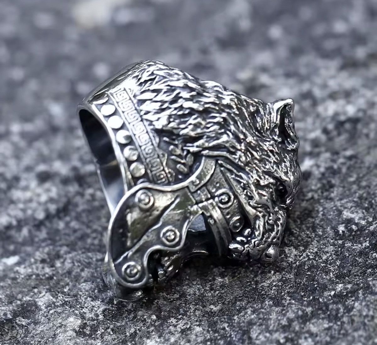 Jewelry wolf and skull viking ring gothic Size 8-13 Size ONE SIZE - 4 Thumbnail