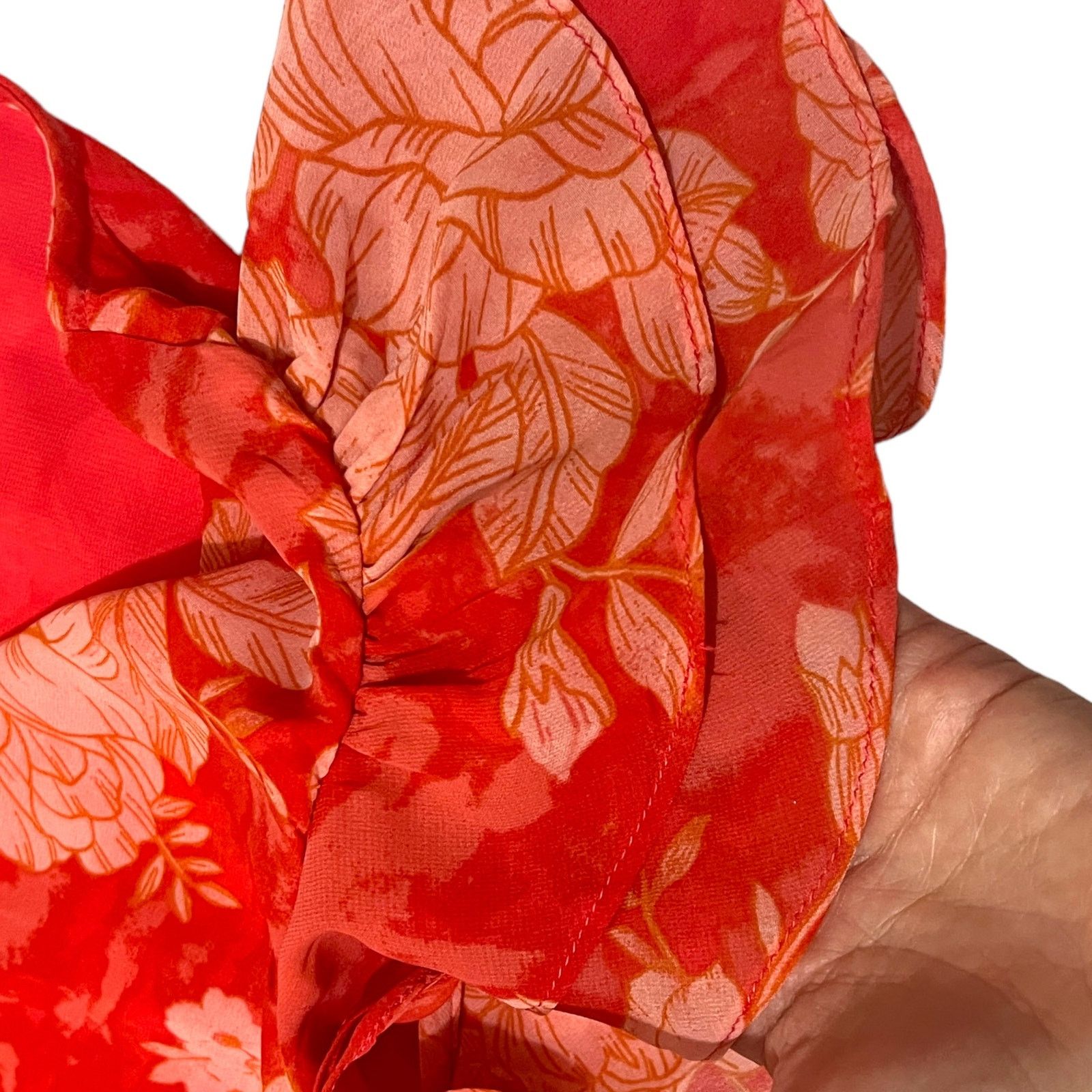 Other Floral Ruffle Short Sleeve V-Neck Fully Lined Chiffon Blouse Size S / US 4 / IT 40 - 13 Thumbnail