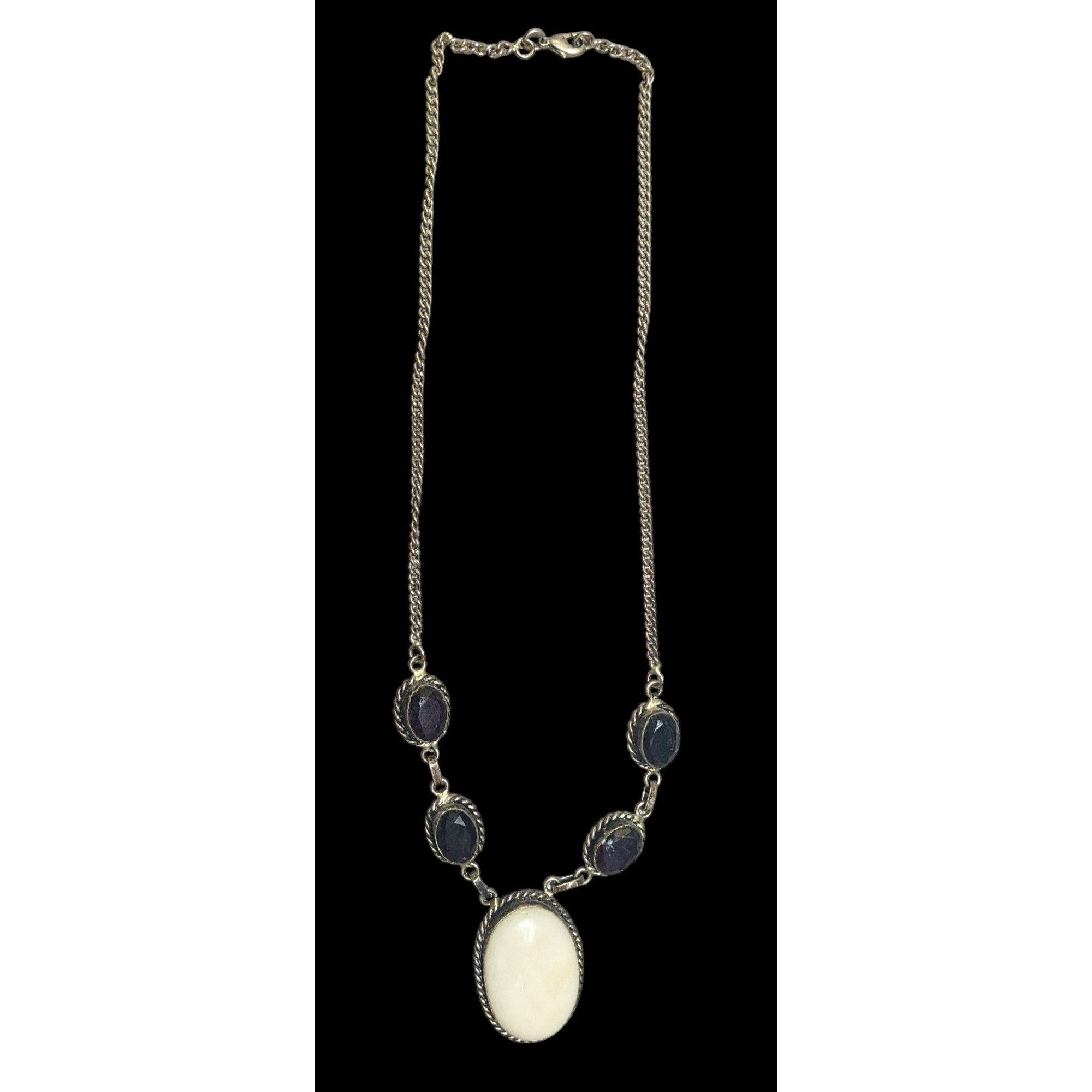 Other Vintage Sterling Silver Multi Gemstone Romantic Necklace Size ONE SIZE - 3 Thumbnail