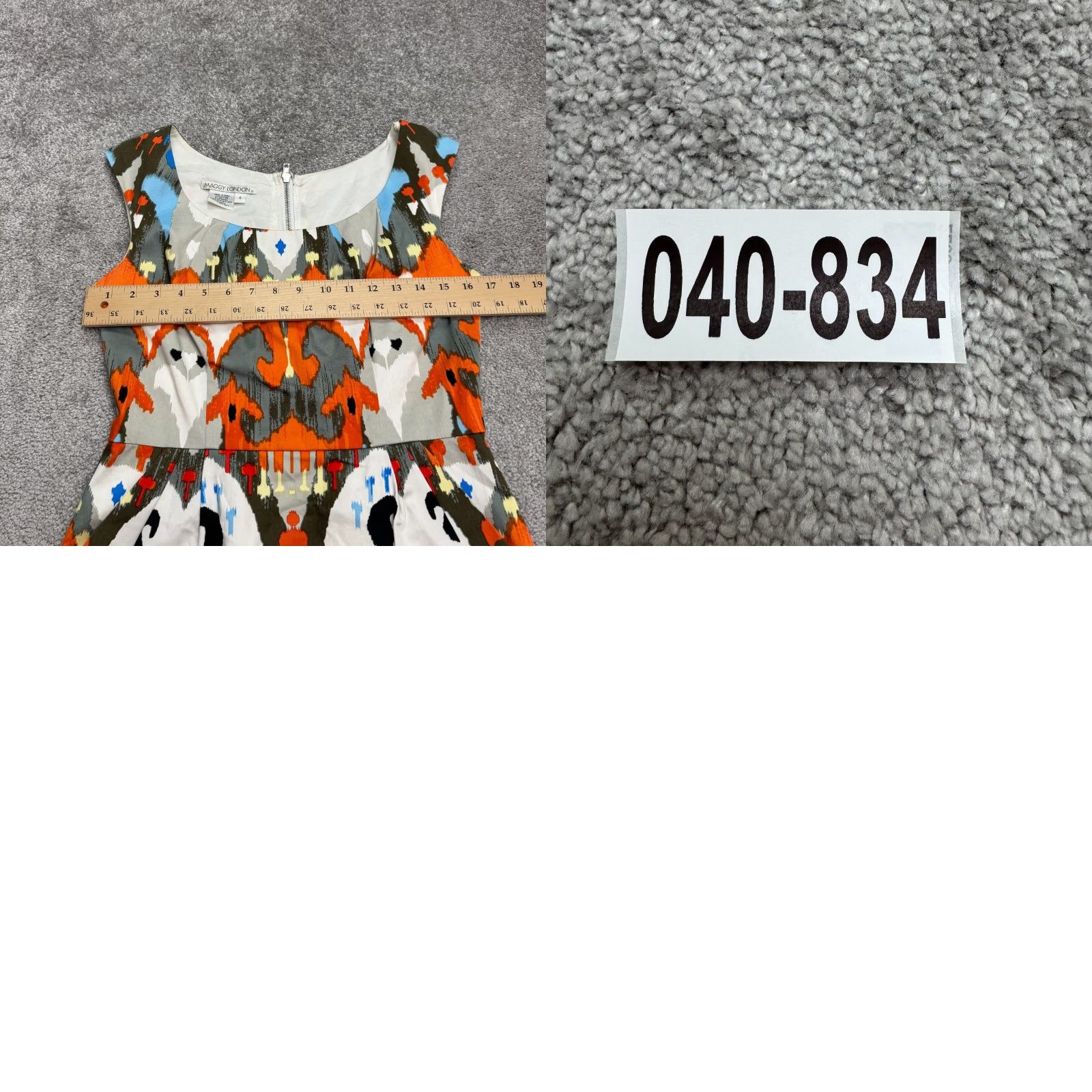 MAGGY LONDON Maggy London Abstract Sheath Dress Womens 6 Ikat Multicolor Knee Length Pockets Sleeveless Knit Cotton Blend Zip Size M / US 6-8 / IT 42-44 - 9 Thumbnail