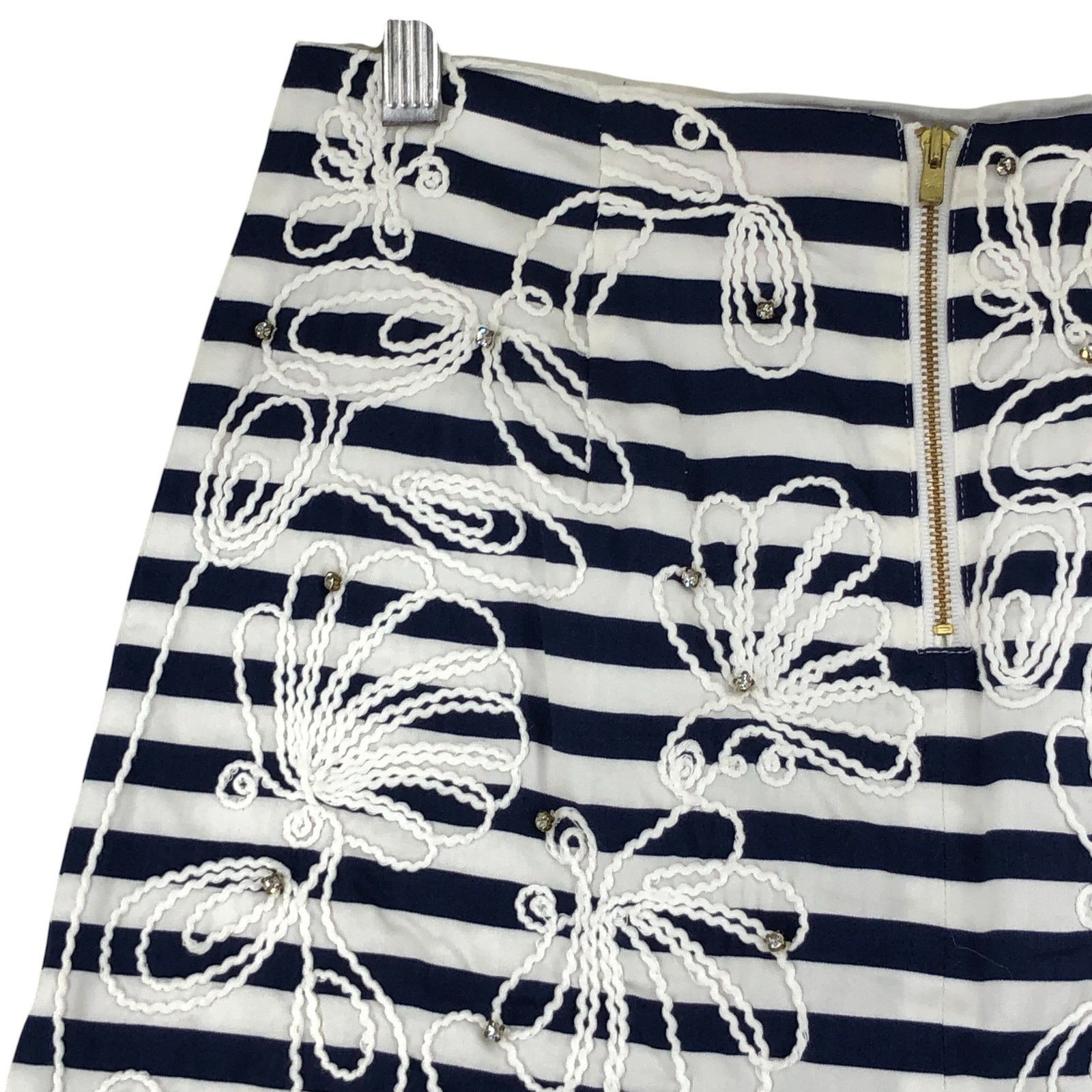 Lilly Pulitzer Lilly Pulitzer Sz 0 Skirt Tate Navy Blue Stripe Embroidered Size 25" / US 0 / IT 36 - 9 Thumbnail