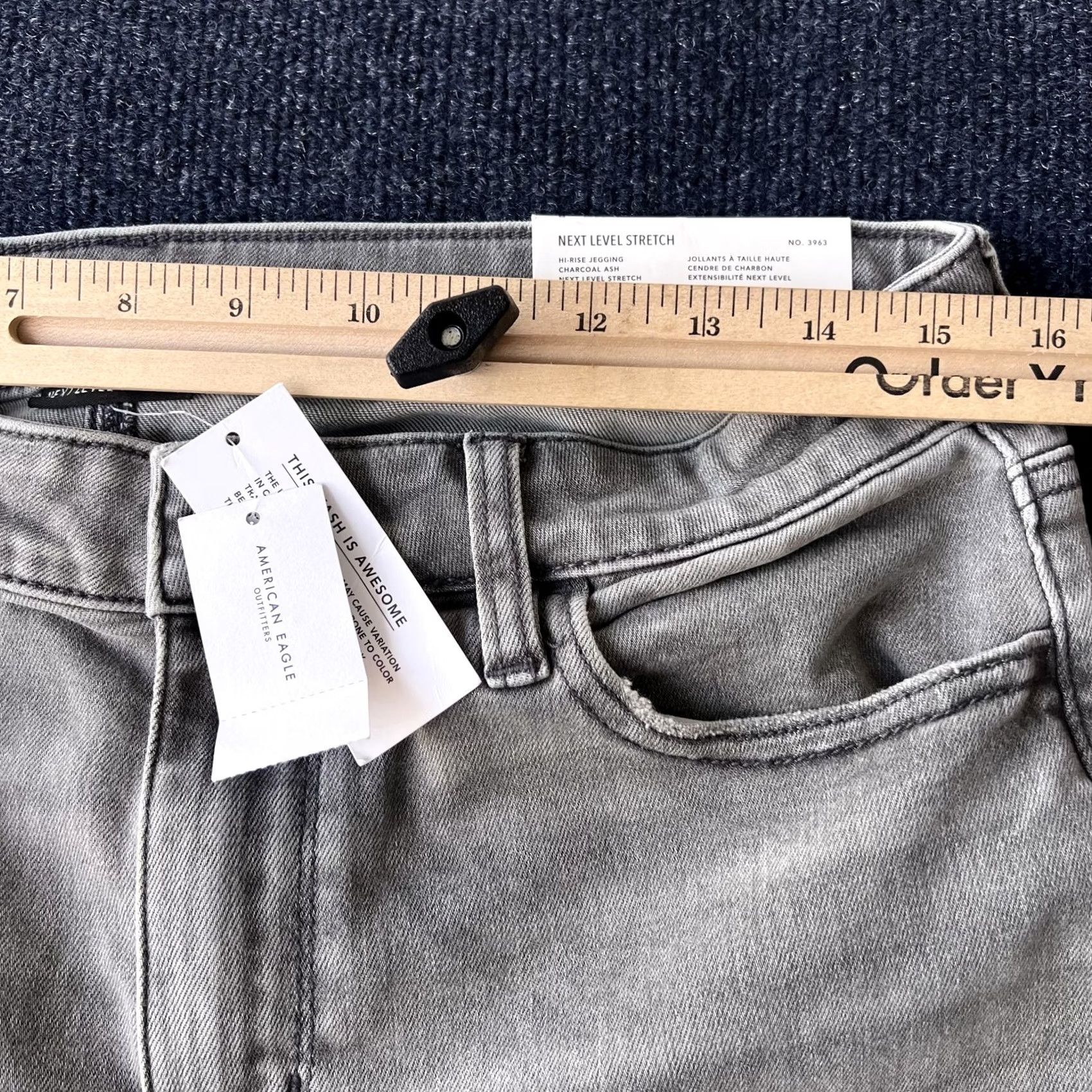 Vintage American Eagle Jeans Womens 8 29W Short Charcoal Hi-Rise Jegging Distressed 3963 Size 30" / US 8 / IT 44 - 6 Thumbnail