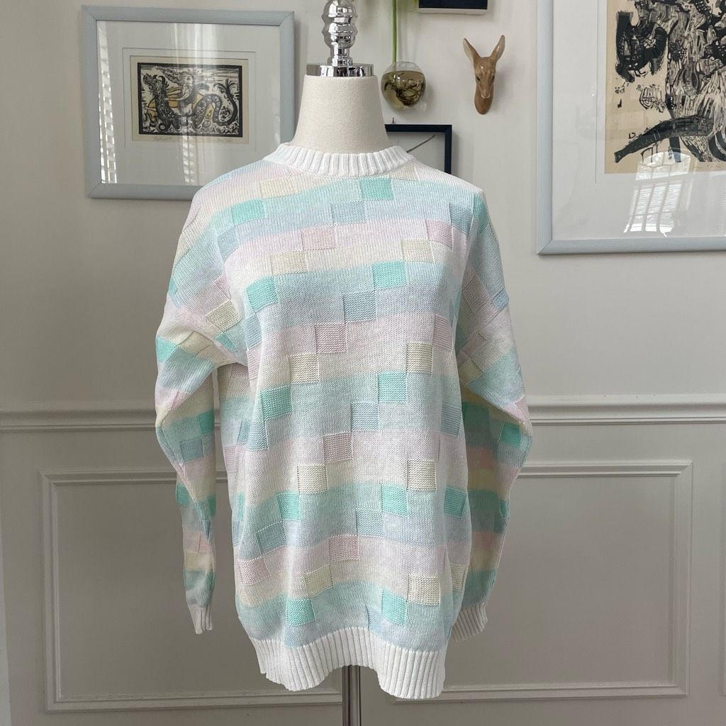 Vintage Vintage 80s Magnet Pastel Pink Yellow Blue Green Oversized S Size S / US 4 / IT 40 - 1 Thumbnail
