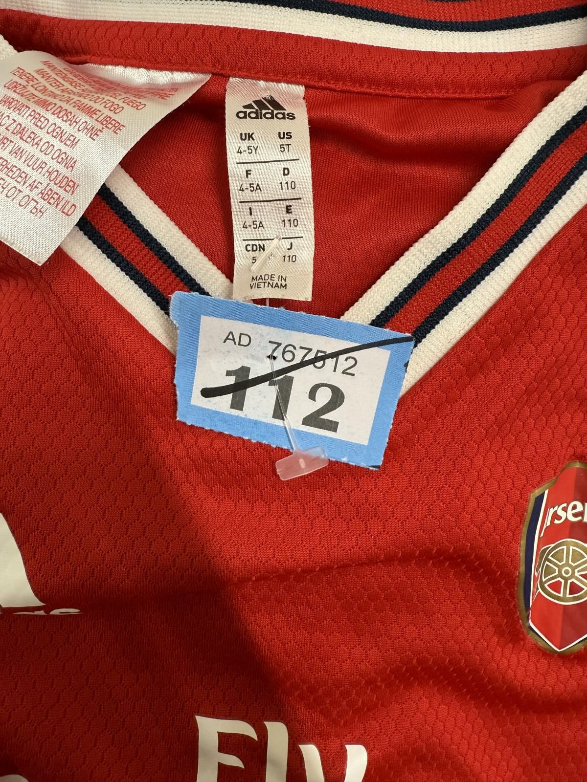Adidas Arsenal Football Club Youth Soccer Jersey Red White 5T Size ONE SIZE - 2 Thumbnail