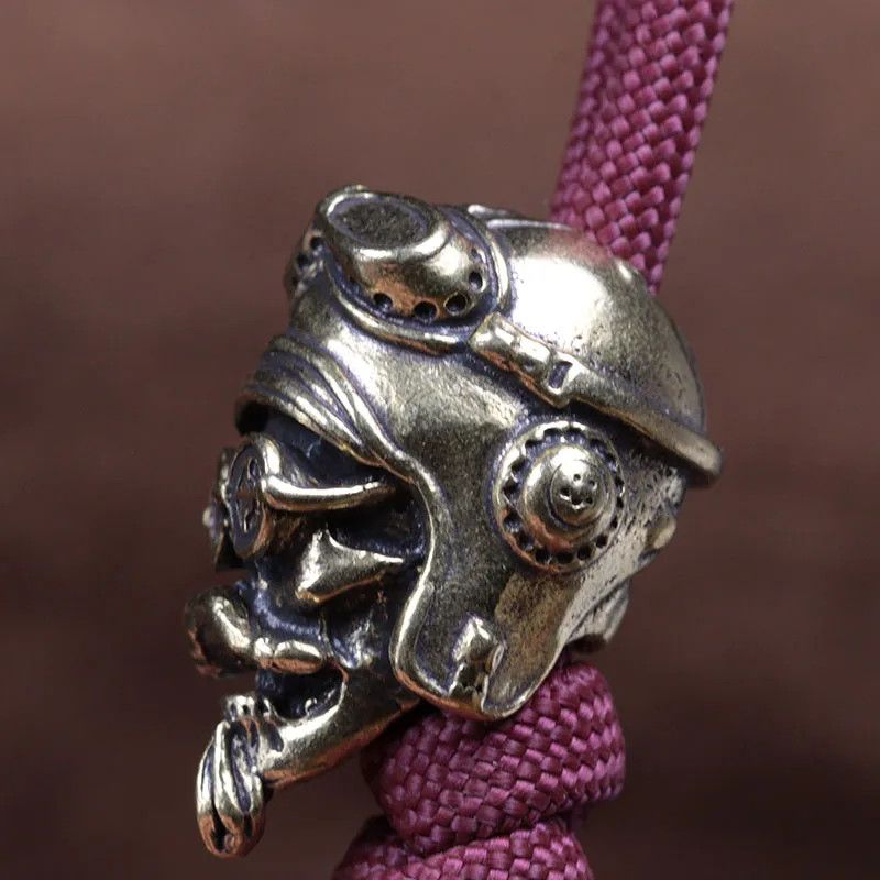 Handmade 3Pcs Pilot Skull Knife Beads Paracord Bead Zipper Umbrella Size ONE SIZE - 3 Thumbnail