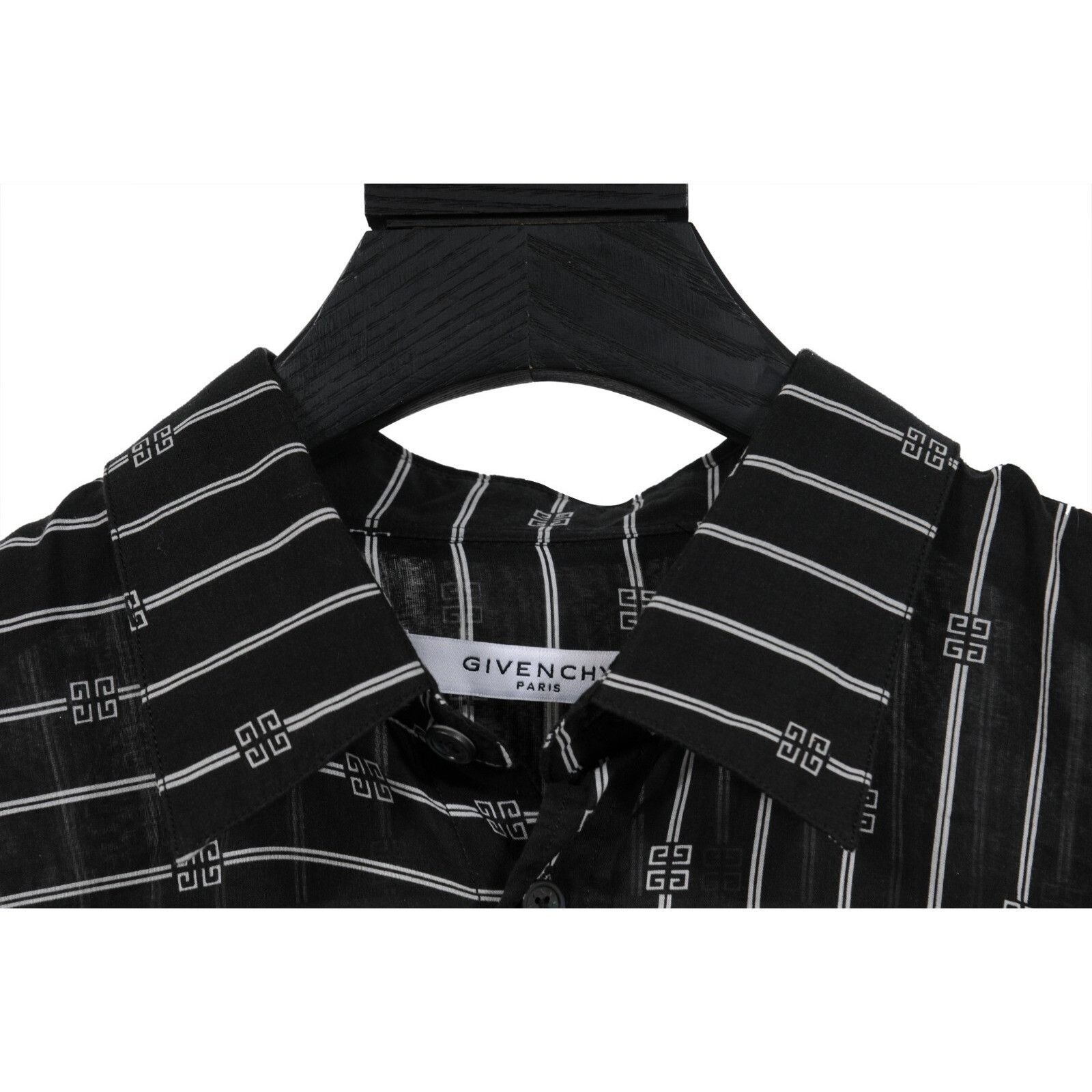 Givenchy Striped Logo Button Down Shirt 41 Black White Size US M / EU 48-50 / 2 - 4 Thumbnail
