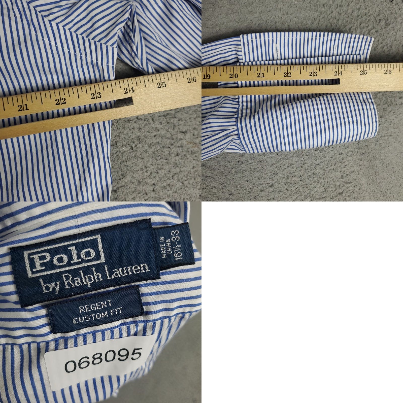 Ralph Lauren Ralph Lauren Shirt Mens 16.5 Blue Striped French Cuff Button Up Long Sleeve Shirt Size US XL / EU 56 / 4 - 8 Thumbnail