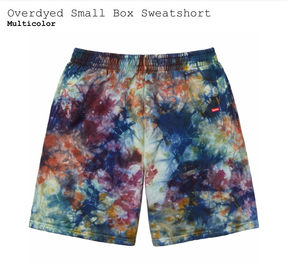 Image of Supreme Overdyed Small Box Multicolor Sweatshorts - Size S, Men's