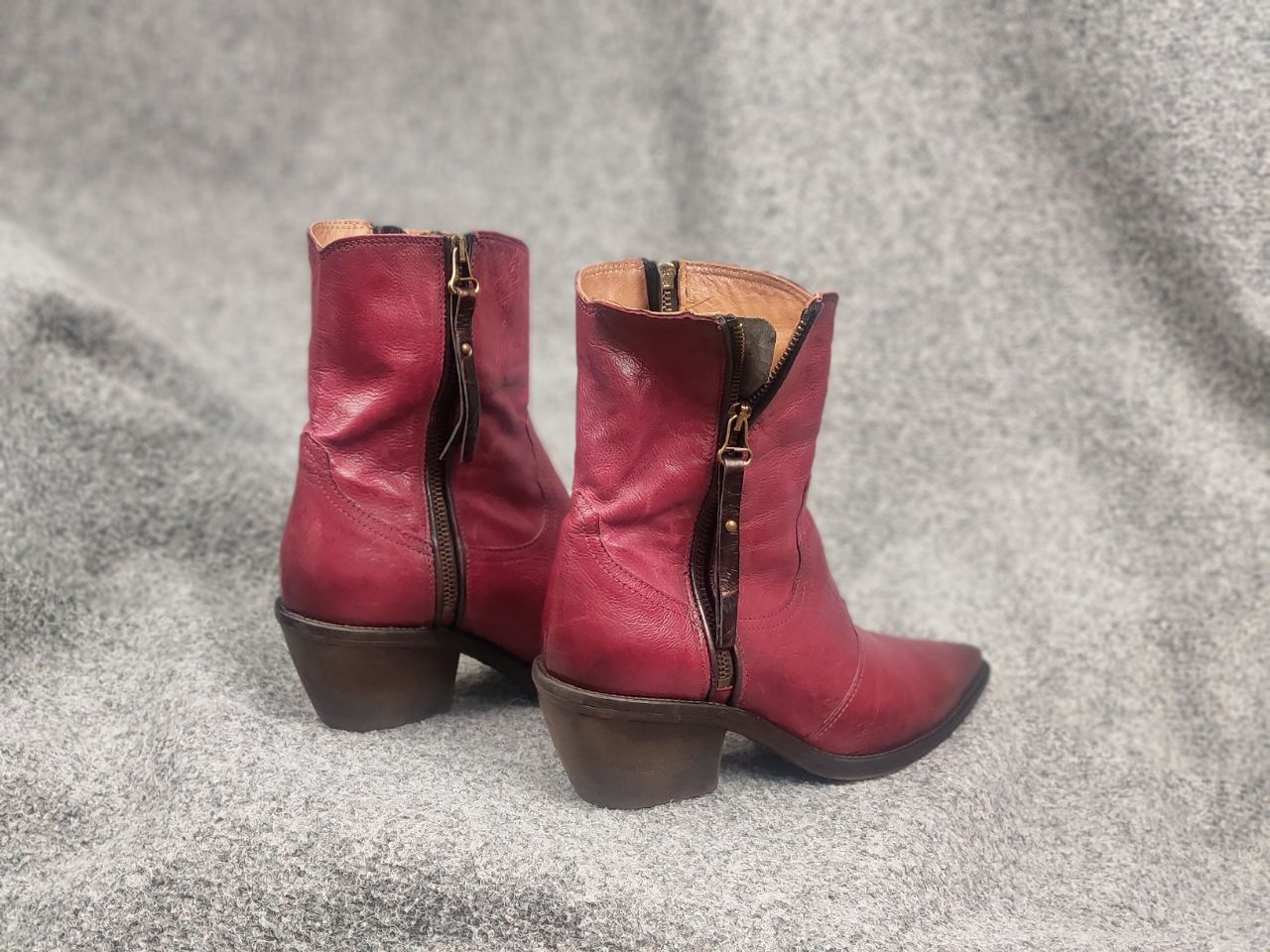 A.S.98 A.S.98 Design Charlie Red Leather Zip Ankle Western Boots Size US 9 / IT 39 - 11 Thumbnail