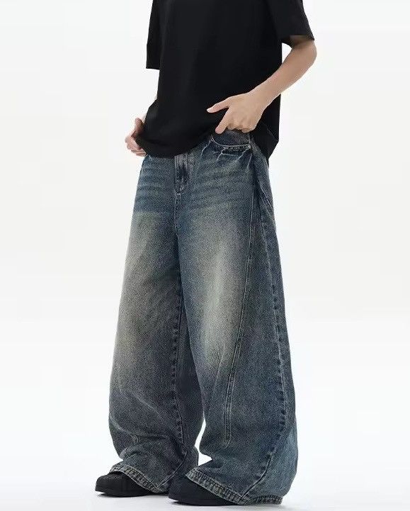 Japanese Brand × Jean Retro Curved Wide Leg Jeans Size US 28 / EU 44 - 1 Thumbnail