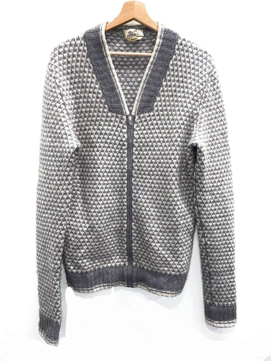 image of Hermes Cashmere Knit Cardigan in Grey, Men's (Size Small)