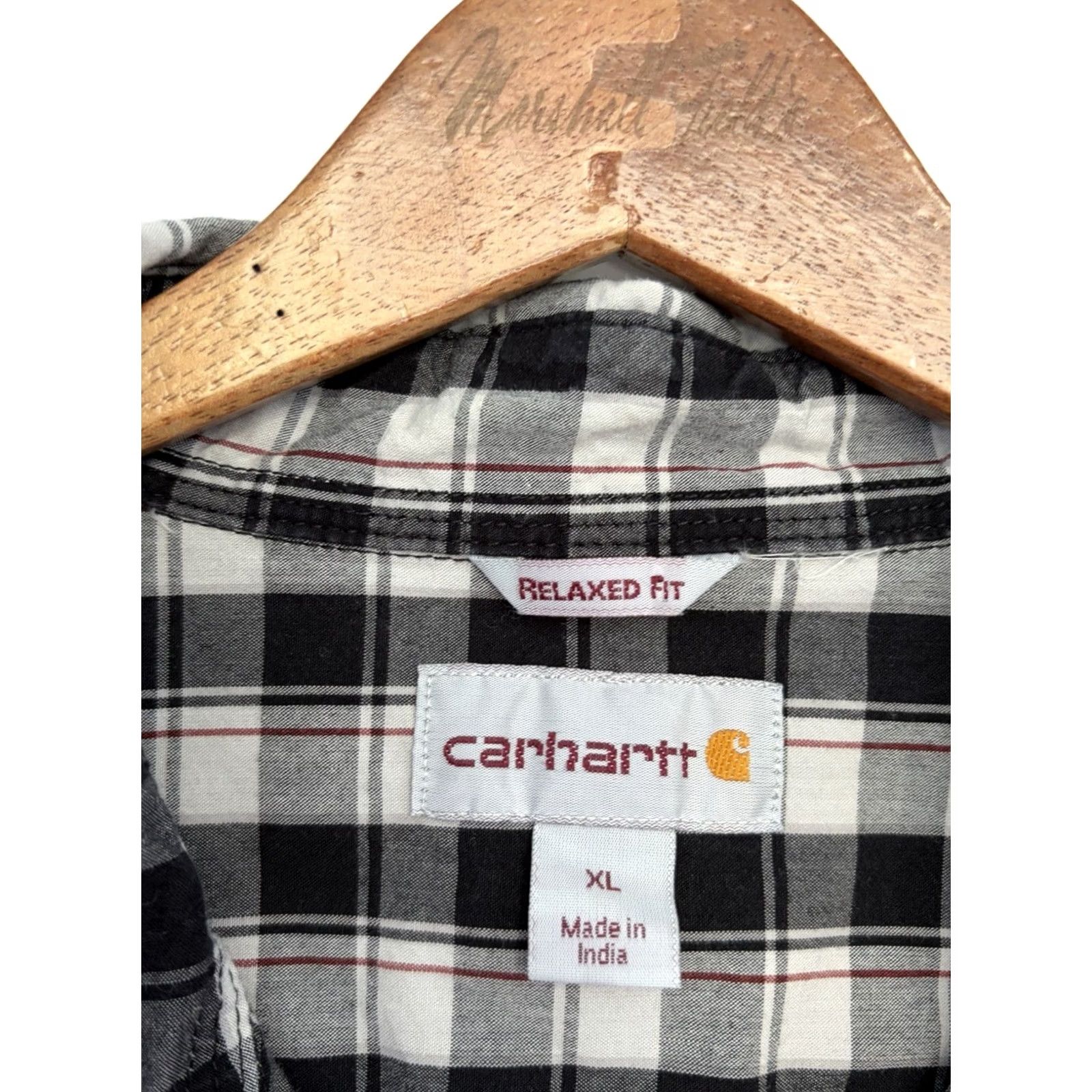 Carhartt Carhartt Relaxed Fit Mens Short Sleeve Button Down Shirt XL Black Plaid Size US XL / EU 56 / 4 - 3 Thumbnail