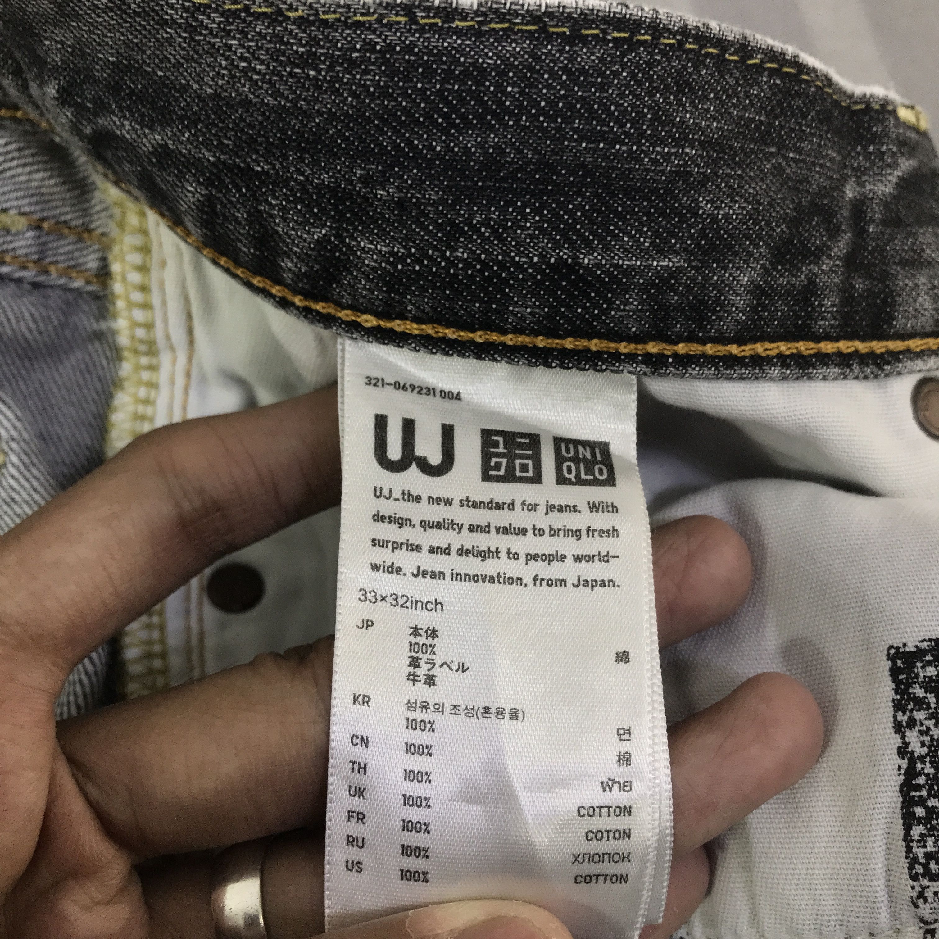 Japanese Brand 002 Vtg Uniqlo Black denim distressed Jeans pants K130B23 Size US 33 - 17 Thumbnail