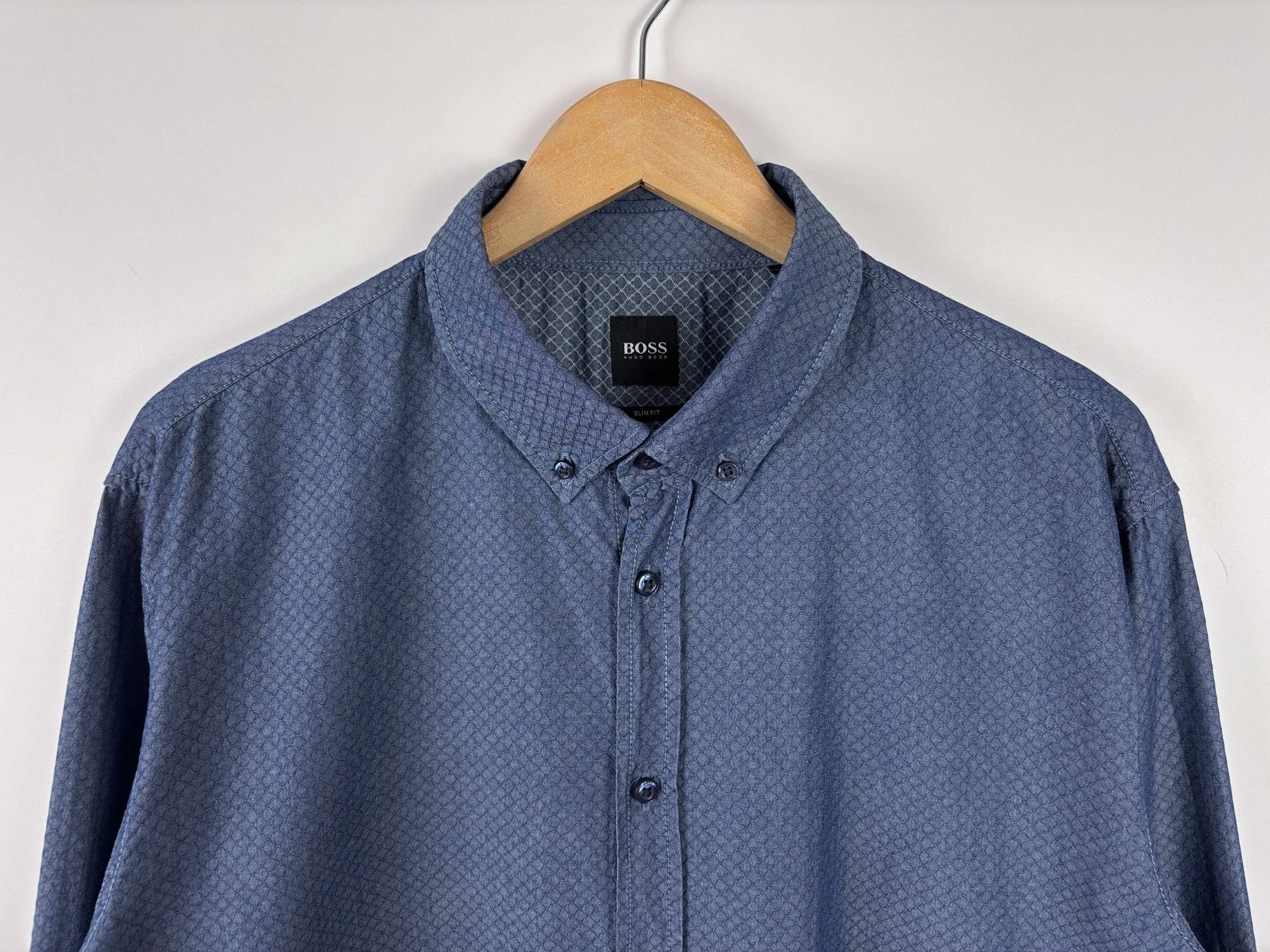 Hugo Boss Hugo Boss Structured Long Sleeve Shirt Slim Fit XXL Size US XXL / EU 58 / 5 - 2 Thumbnail