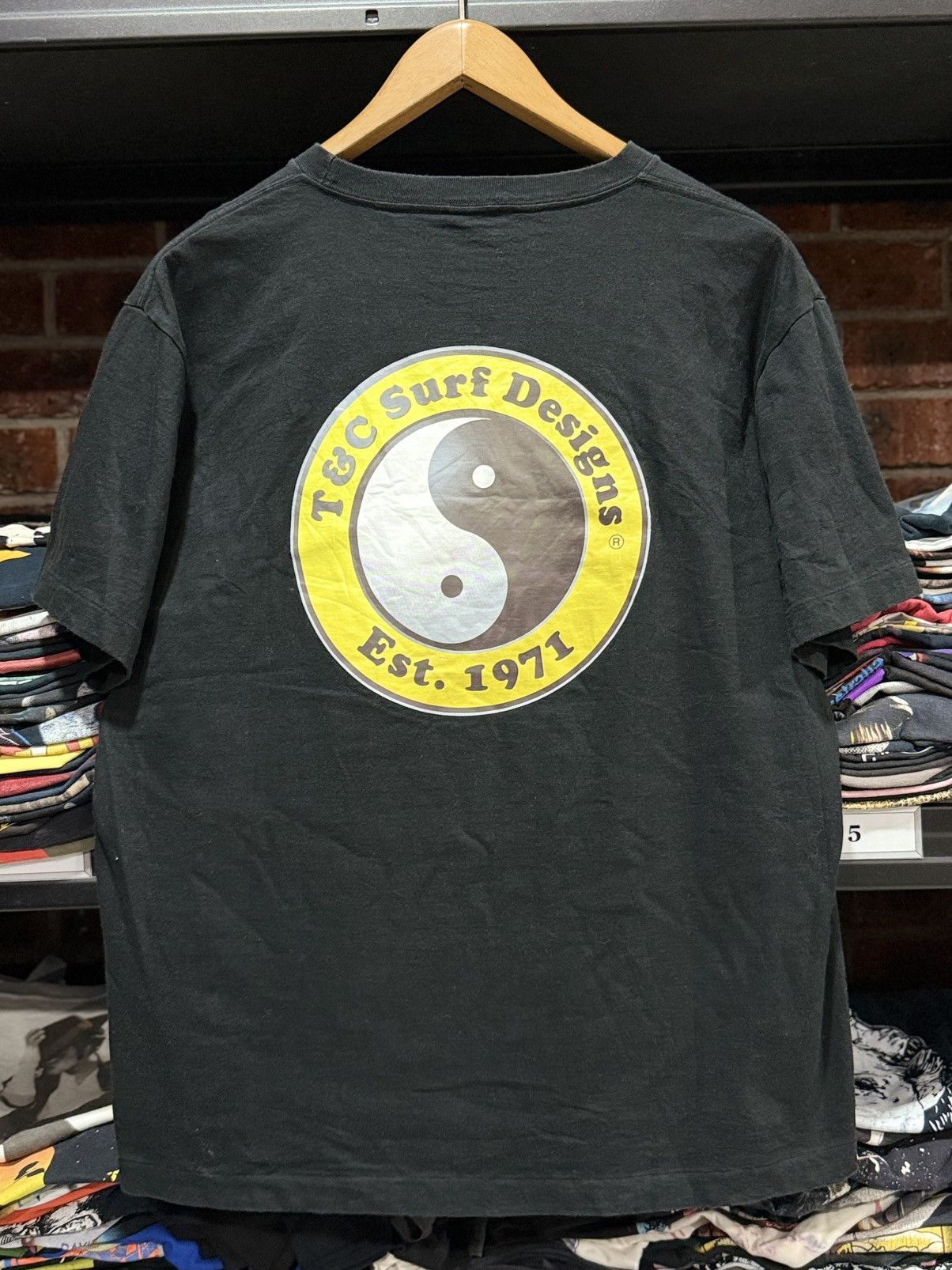 Vintage 90s T&C Surf Designs Yin Yang Logo Faded Tee