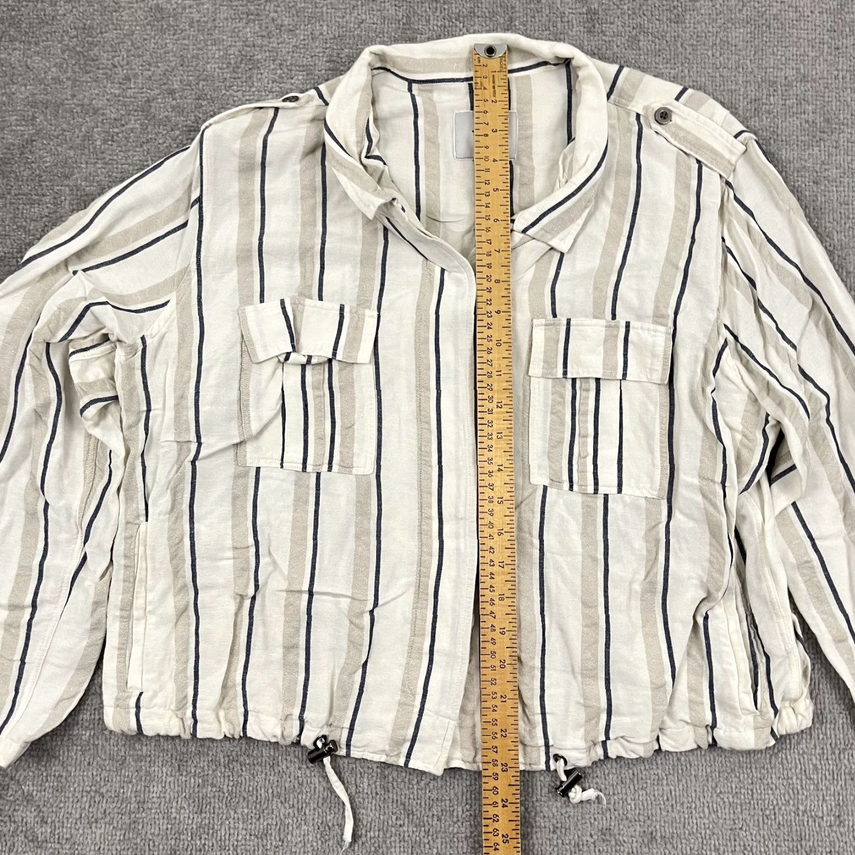 Rails Rails Rowen Shirt Womens Large Coco Stripe White Blue Linen Lightweight Jacket Shirt Size L / US 10 / IT 46 - 4 Thumbnail