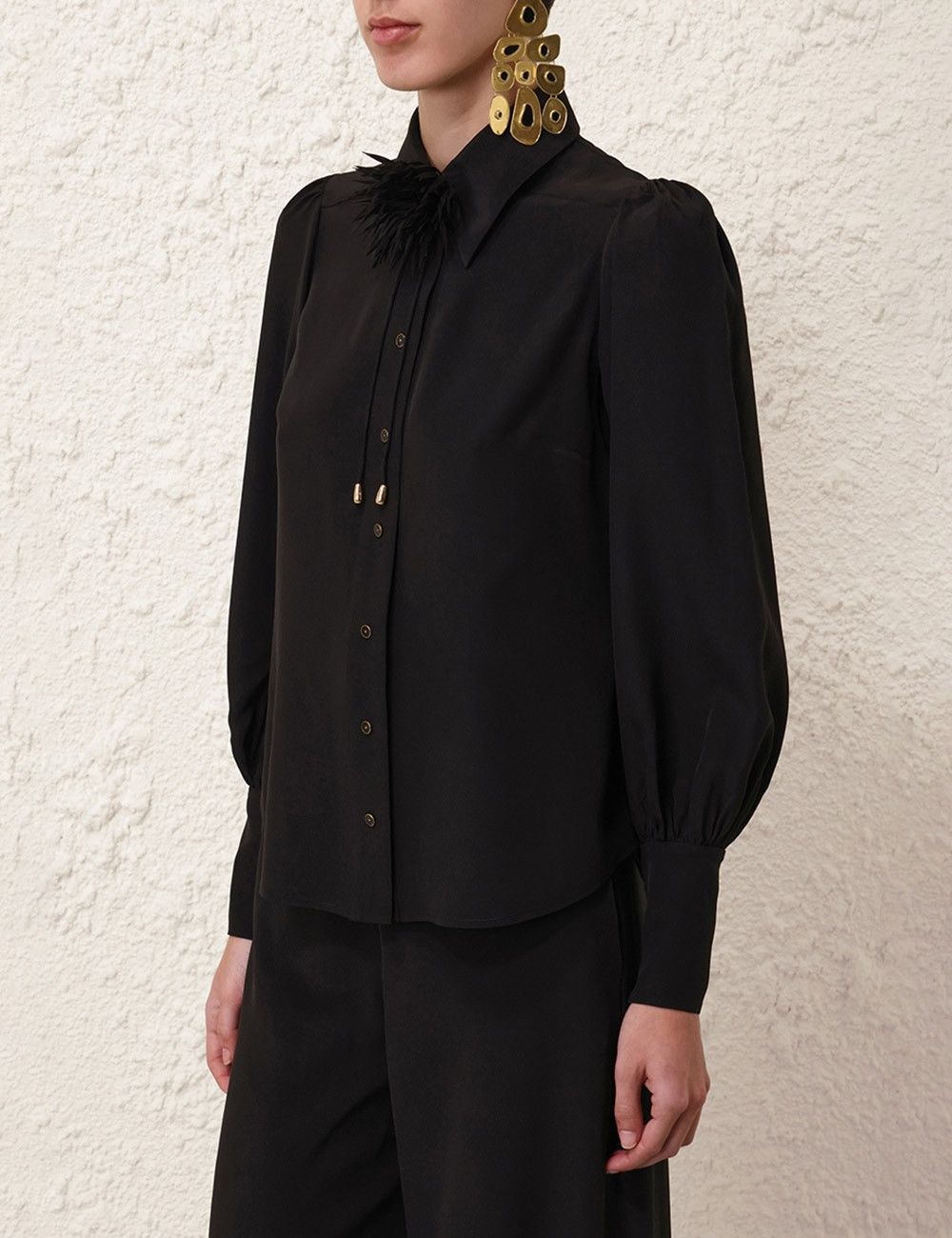 Zimmermann oc11z0825 Blouson Shirt in Black Size S / US 4 / IT 40 - 5 Thumbnail