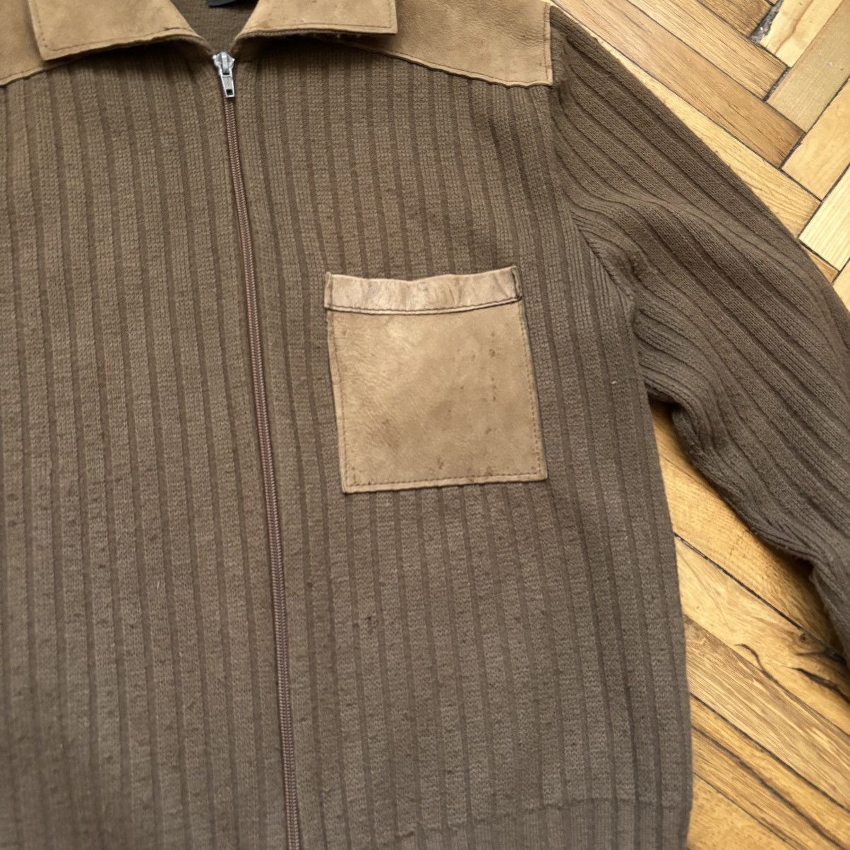 Vintage Vintage Suede Saint Michael Cable Knit Zip-Up Sweater Size US S / EU 44-46 / 1 - 3 Thumbnail
