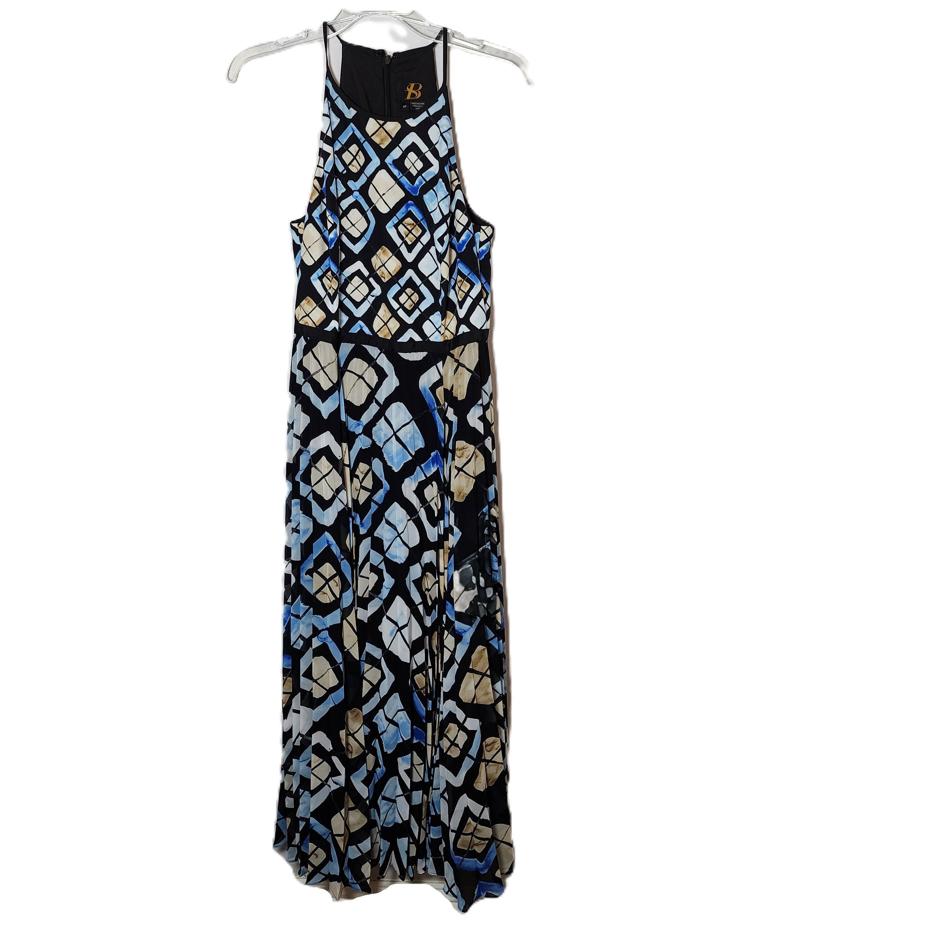 Sachin & Babi Halter Maxi Fit & Flare Black Tan Blue Evening Dress Size M / US 6-8 / IT 42-44 - 5 Thumbnail