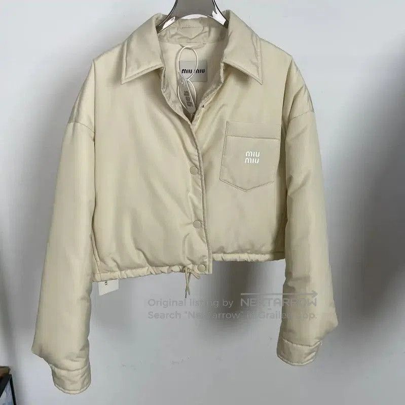 Miu Miu Miu Miu Winter Cream Nylon Down Jacket . Size L / US 10 / IT 46 - 1 Thumbnail