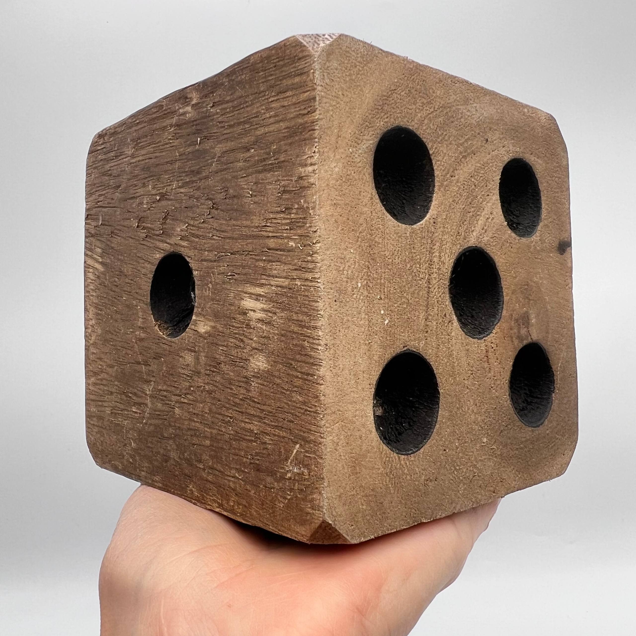 Vintage Handmade Large Wooden Dice Rustic Cube Decor Collectible Size ONE SIZE - 8 Thumbnail
