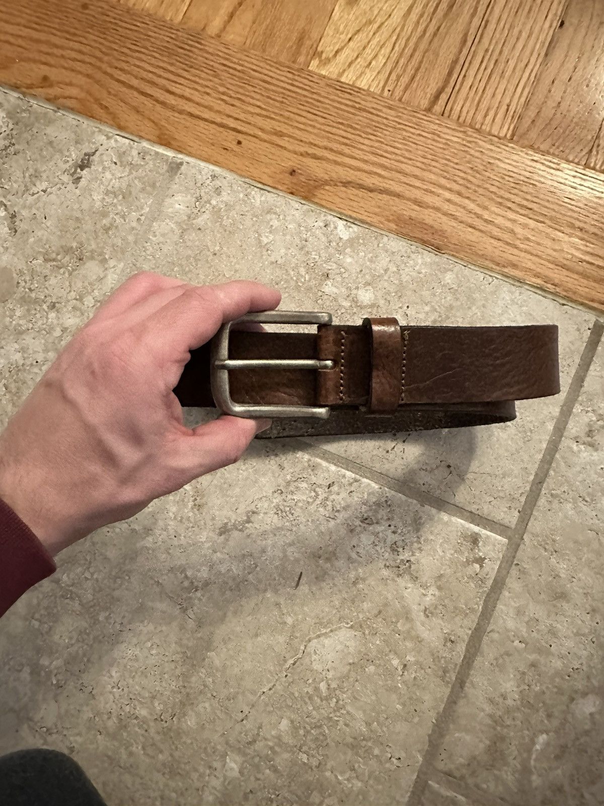 image of Men’S Leather Diesel Belt in Brown, Men's (Size 34)