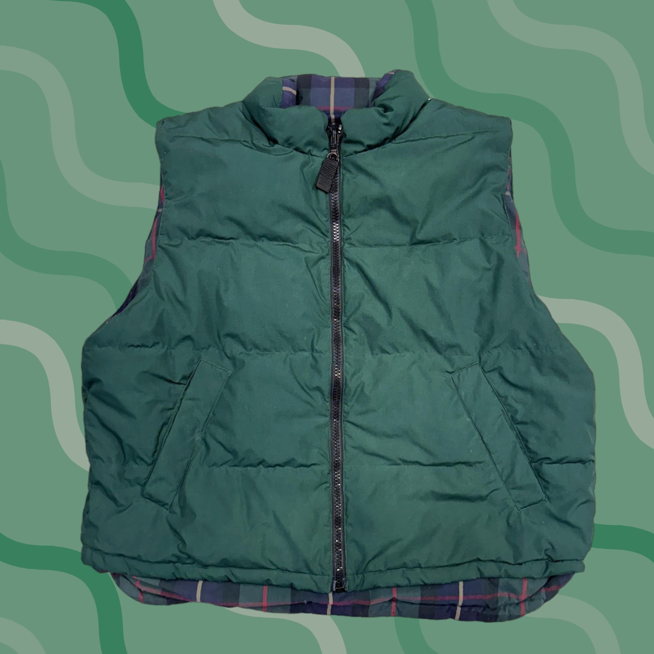Eddie Bauer VINTAGE Eddie Bauer Vest Mens L Green Plaid Reversible Down Puffer Outdoor Hiking Size US L / EU 52-54 / 3 - 1 Thumbnail