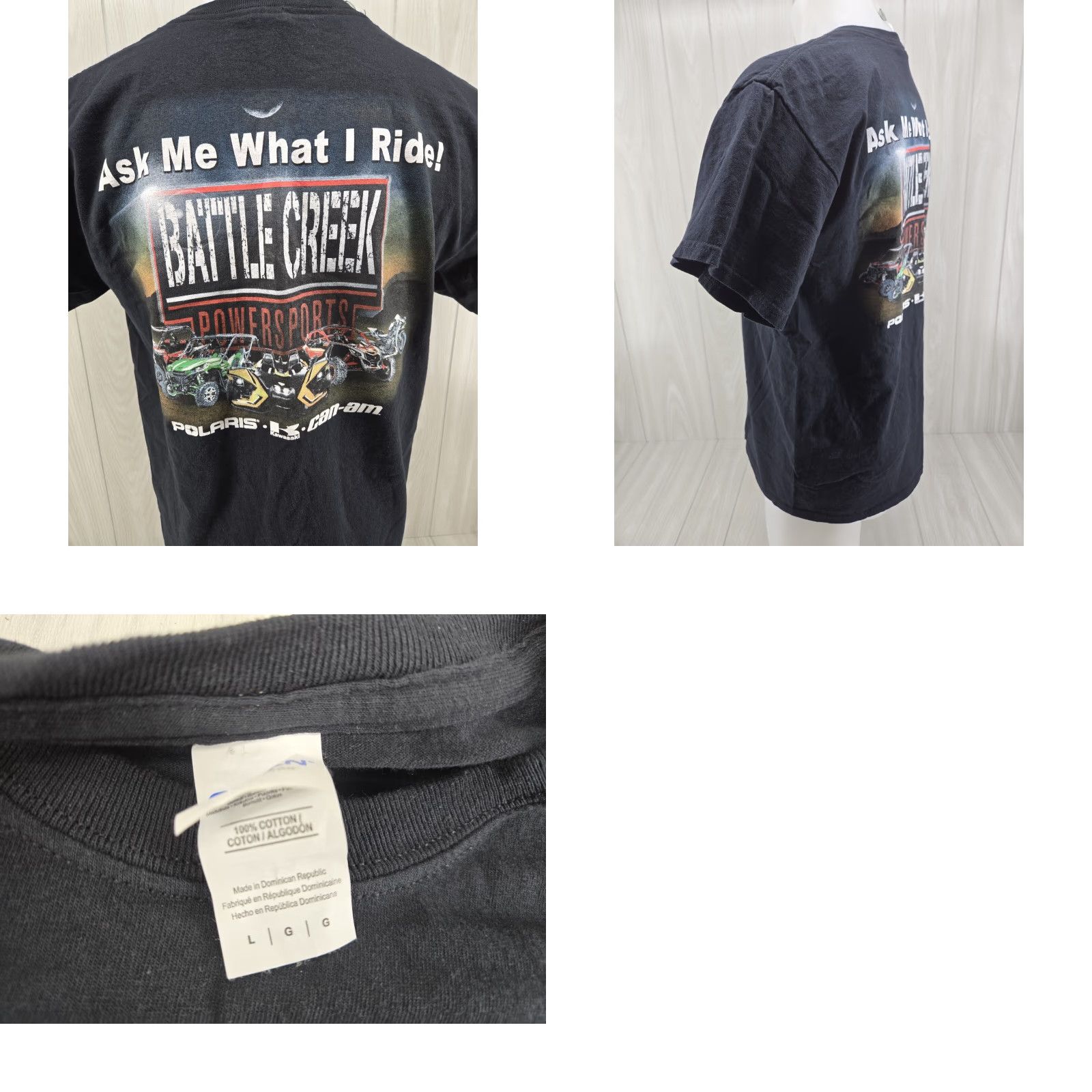 Gildan Battle Creek Power Sports Polaris Can-am Mens T Shirt Size Large Black Sports T-Shirt Mens L Size US L / EU 52-54 / 3 - 8 Thumbnail