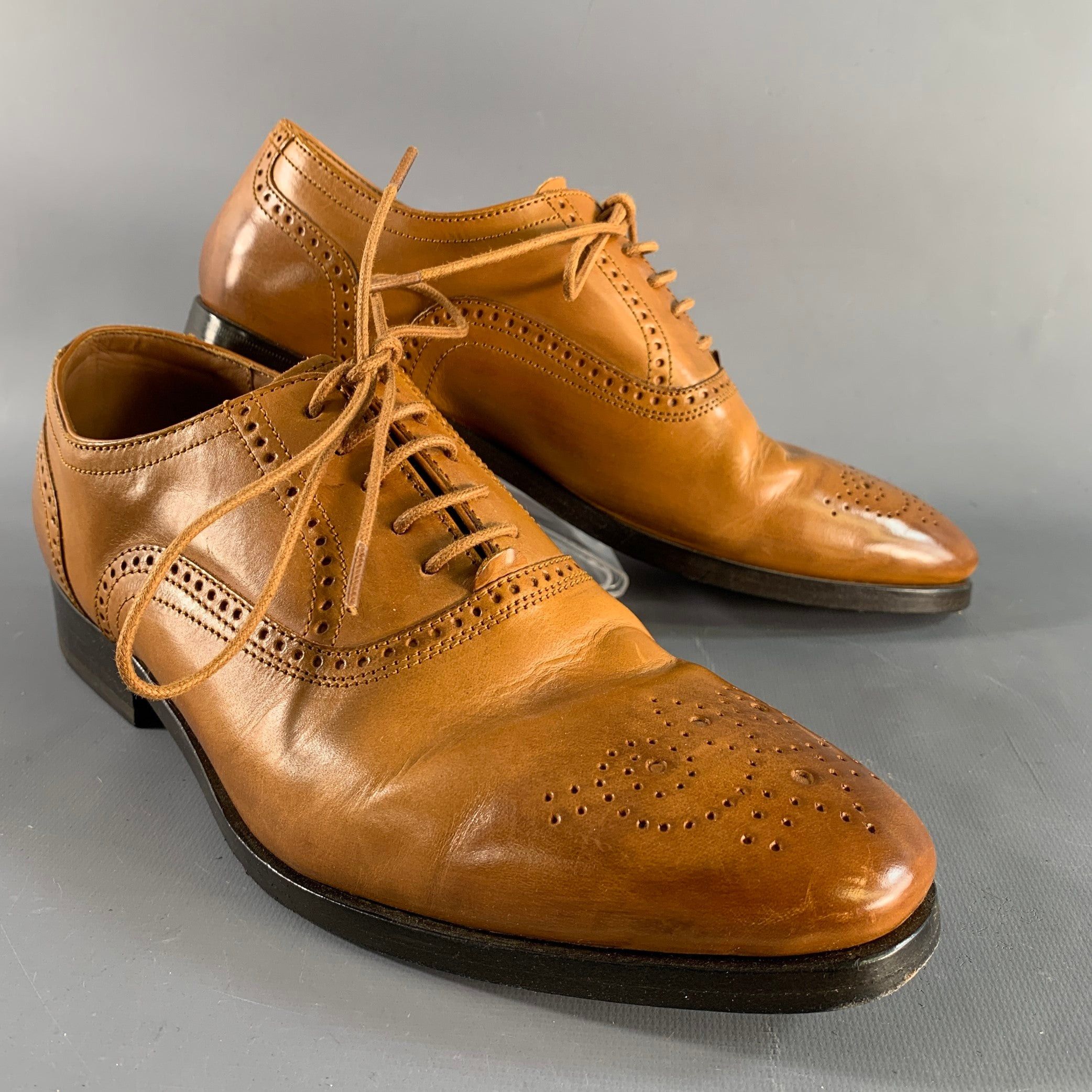 Allen Edmonds 7 Tan Perforated Leather Oxford Lace Up Shoes in Brown, Men's