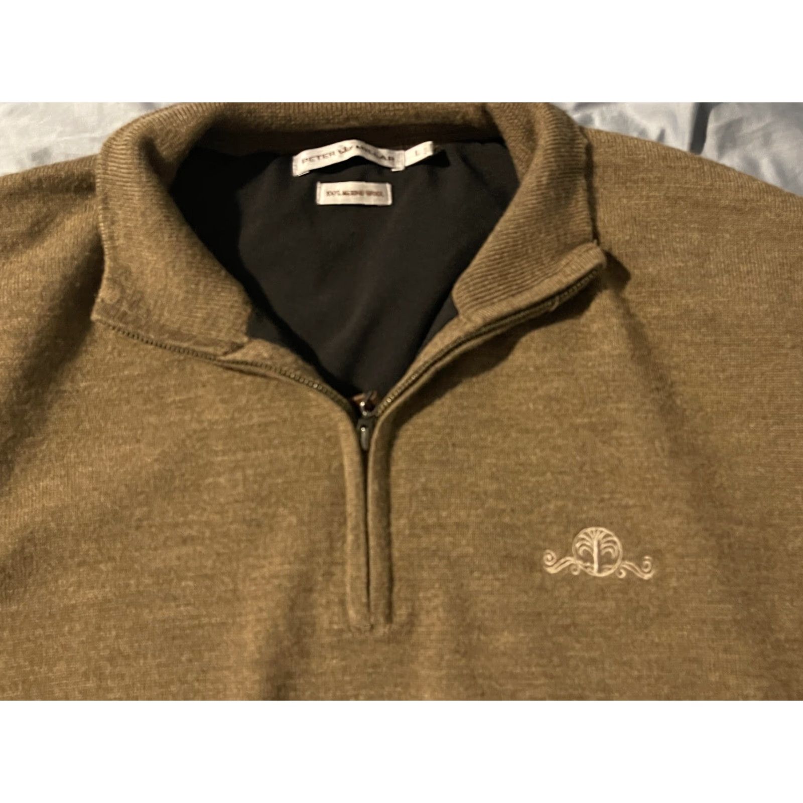 Peter Millar PETER MILLAR 1/4 ZIP Brown Large 100% Merino Wool Golf Lined Sweater EUC Mens Knit Zipper Wind Stop Logo Front Regular Size L Size US L / EU 52-54 / 3 - 2 Thumbnail
