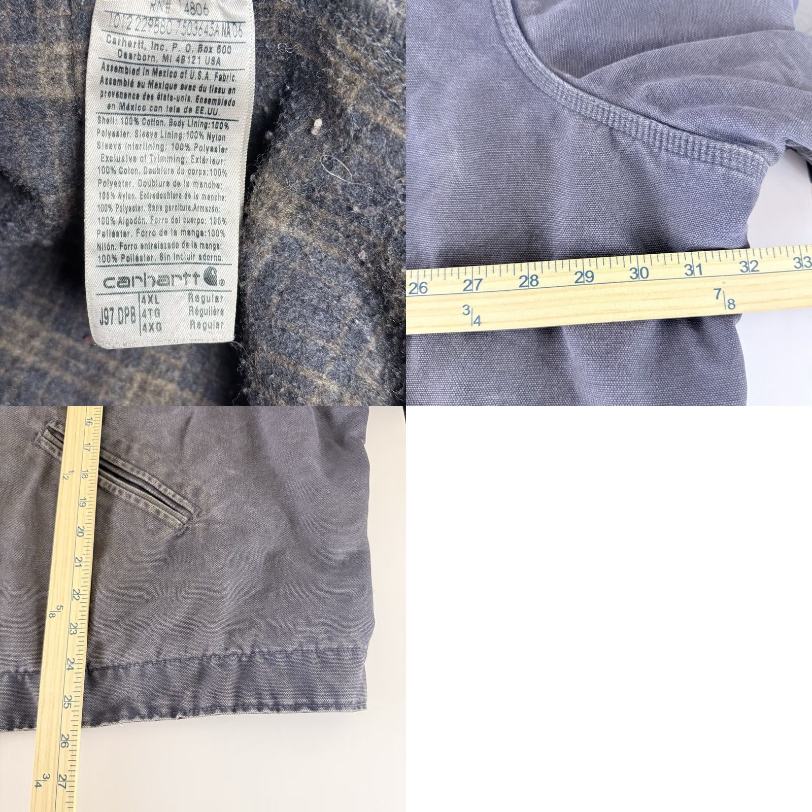 Carhartt VINTAGE Carhartt Detroit Jacket J97 DPB Deep Blue 4XL Regular Fade Distress Bomber Jacket Men Size US XXL / EU 58 / 5 - 10 Thumbnail