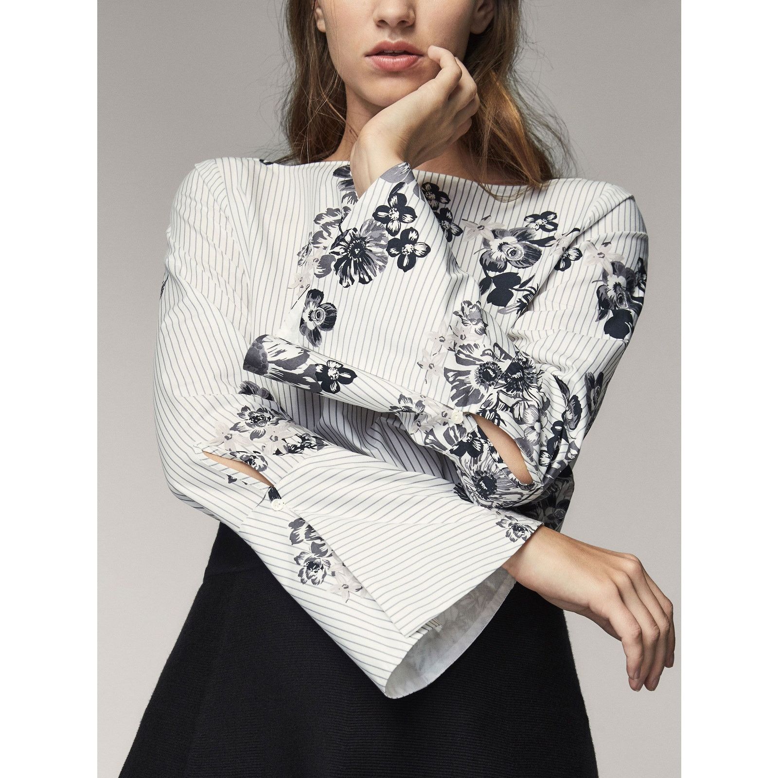 Massimo Dutti MASSIMO DUTTI Printed Poplin Blouse NWT LAST ONE!!! Size S / US 4 / IT 40 - 2 Thumbnail