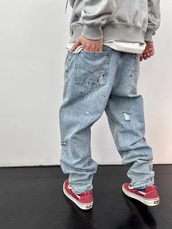 VIBE Splashed street hip-hop ripped jeans with small hems Size US 30 / EU 46 - 4 Thumbnail