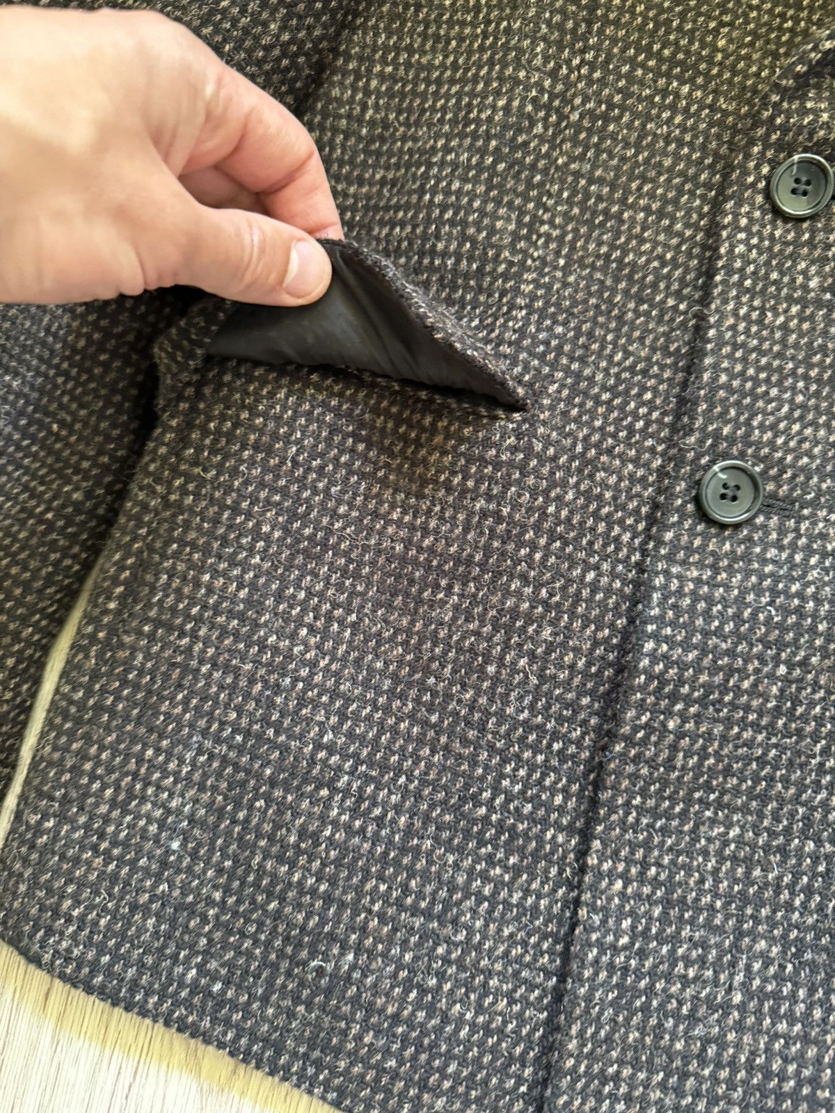 Harris Tweed ASOS Harris Tweed Wool Double Breasted Blazer Jacket Brown Size 40S - 7 Thumbnail