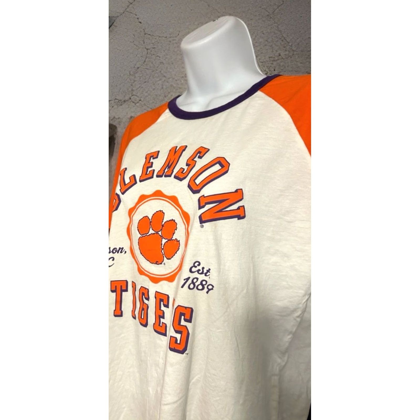 Vintage VINTAGE Clemson University Tigers Ringer Shirt Women Medium White Orange Press Box Size M / US 6-8 / IT 42-44 - 6 Thumbnail