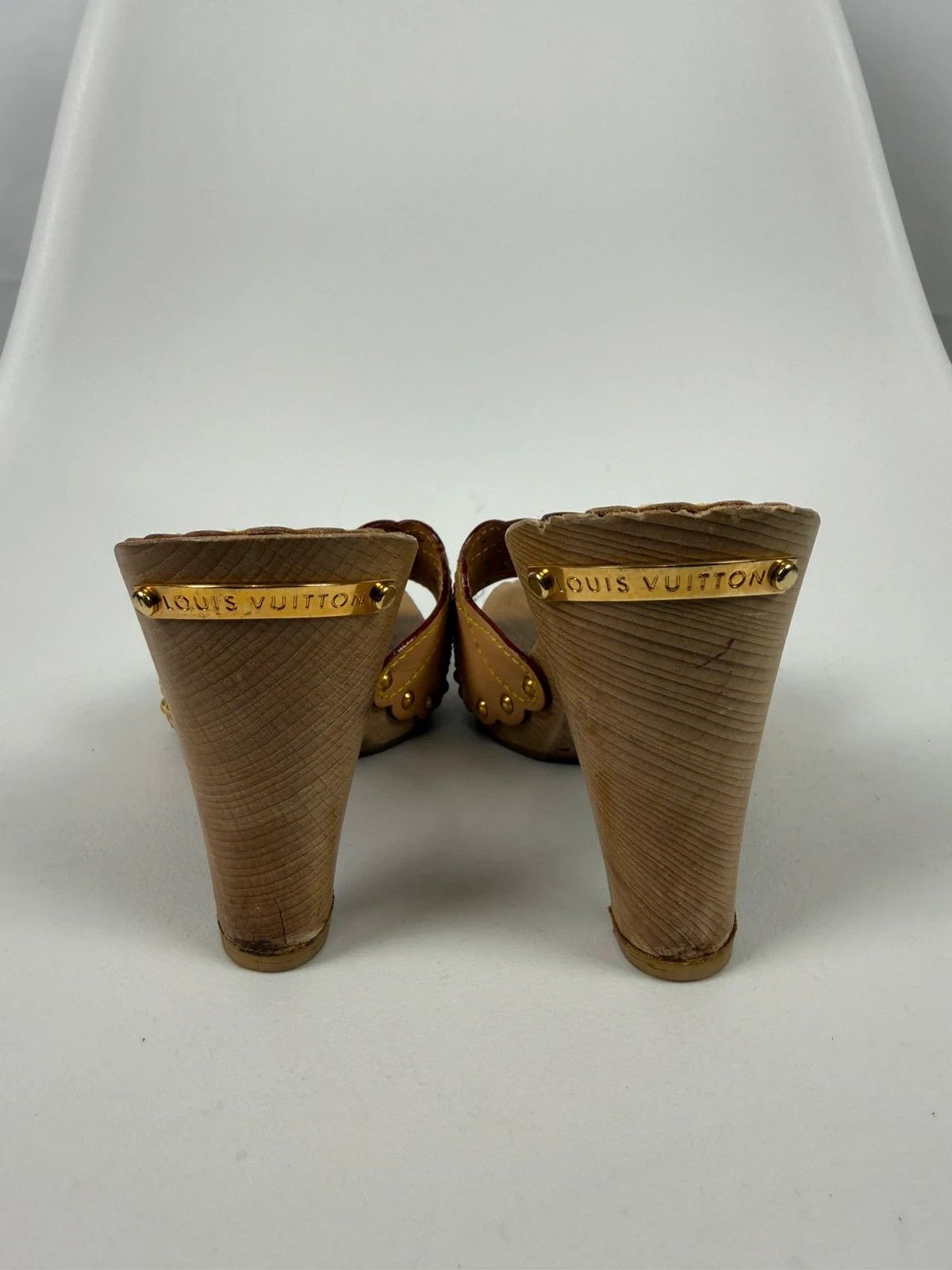 Louis Vuitton Louis Vuitton Leather Wooden Slides Clog Sandals size 37 Size US 7 / IT 37 - 4 Thumbnail